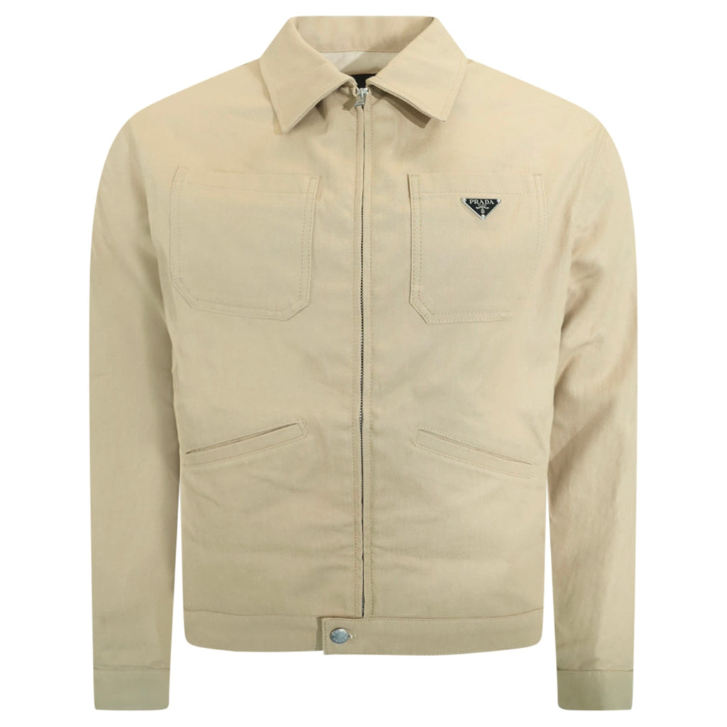 PRADA BEIGE PATCH DENIM JACKET - MEDIUM | PRE OWNED - Affluent ArchivesUsed HIGH END DESIGNER CLOTHING