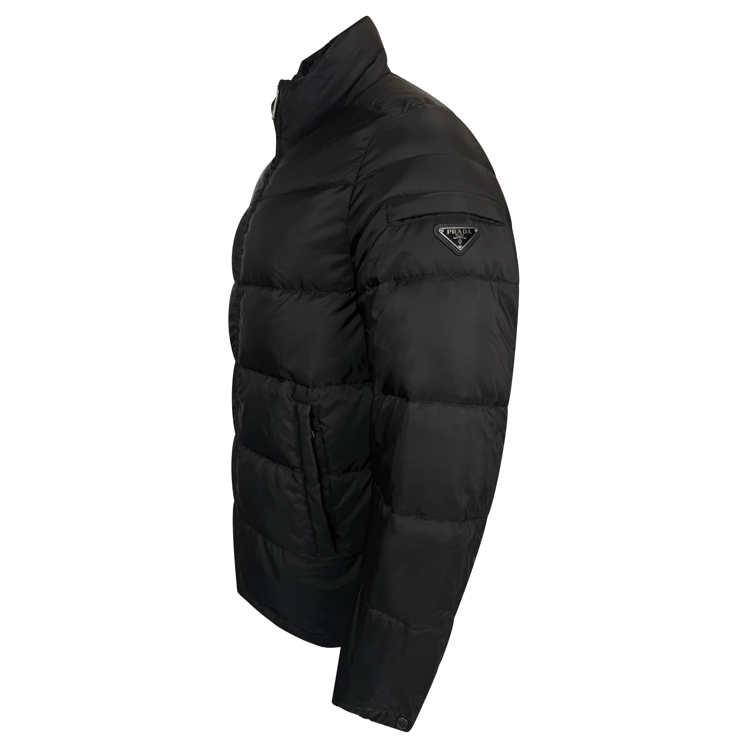 PRADA BLACK DOWN COAT - LARGE (50) - Affluent ArchivesUsed HIGH END DESIGNER CLOTHING