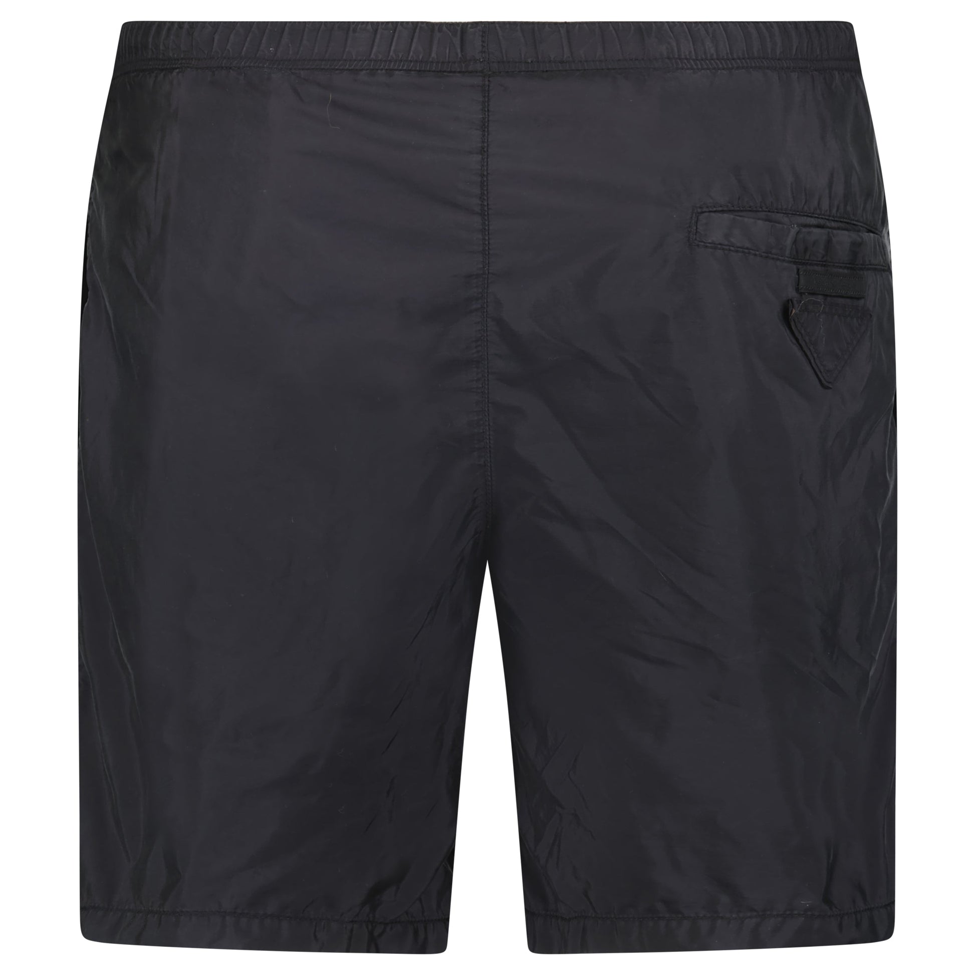 PRADA BLACK NYLON TRIANGLE BADGE SWIM SHORTS - SMALL - Affluent ArchivesUsed HIGH END DESIGNER CLOTHING