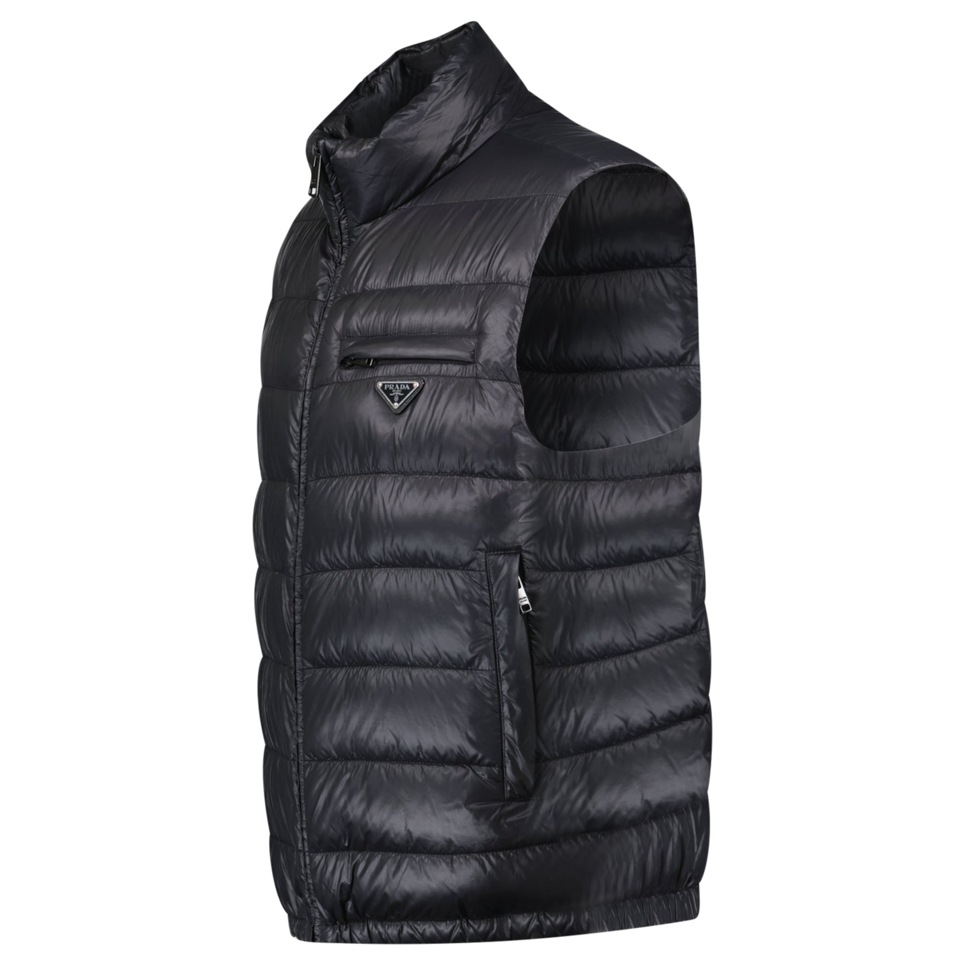 PRADA BLACK QUILTED GILET - XL (Fits L) - Affluent ArchivesUsed HIGH END DESIGNER CLOTHING