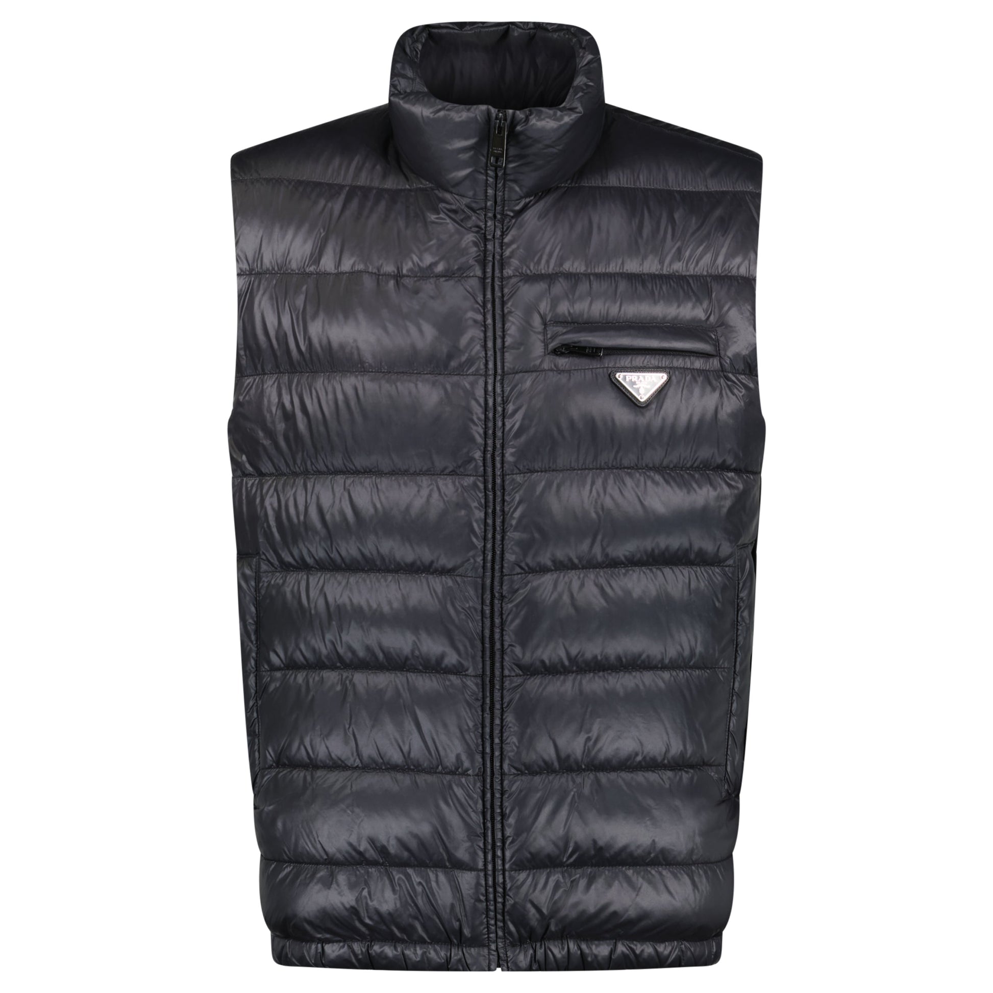 PRADA BLACK QUILTED GILET - XL (Fits L) - Affluent ArchivesUsed HIGH END DESIGNER CLOTHING