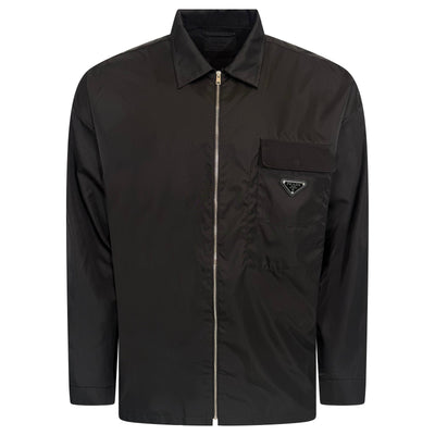 PRADA BLACK RE NYLON OVERSHIRT - XXL| PRE OWNED - Affluent ArchivesUsed HIGH END DESIGNER CLOTHING