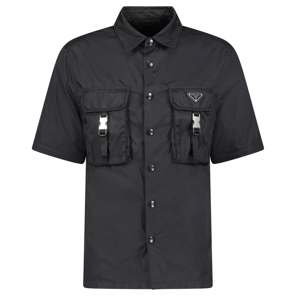 PRADA BLACK RE NYLON TRIANGLE PLAQUE JACKET - MEDIUM (Fits M/L) - Affluent ArchivesUsed HIGH END DESIGNER CLOTHING