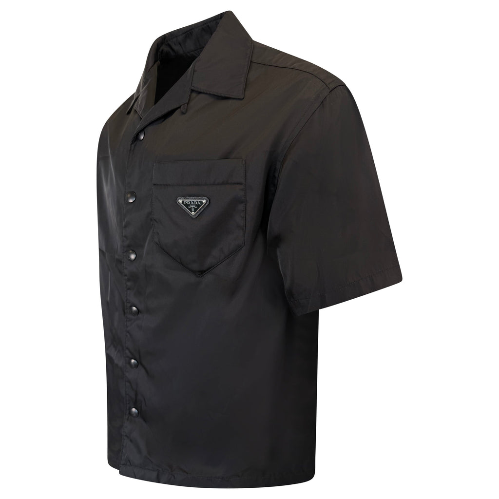 PRADA BLACK RE NYLON TRIANGLE PLAQUE SHIRT - MEDIUM (48) | PRE OWNED - Affluent ArchivesUsed HIGH END DESIGNER CLOTHING