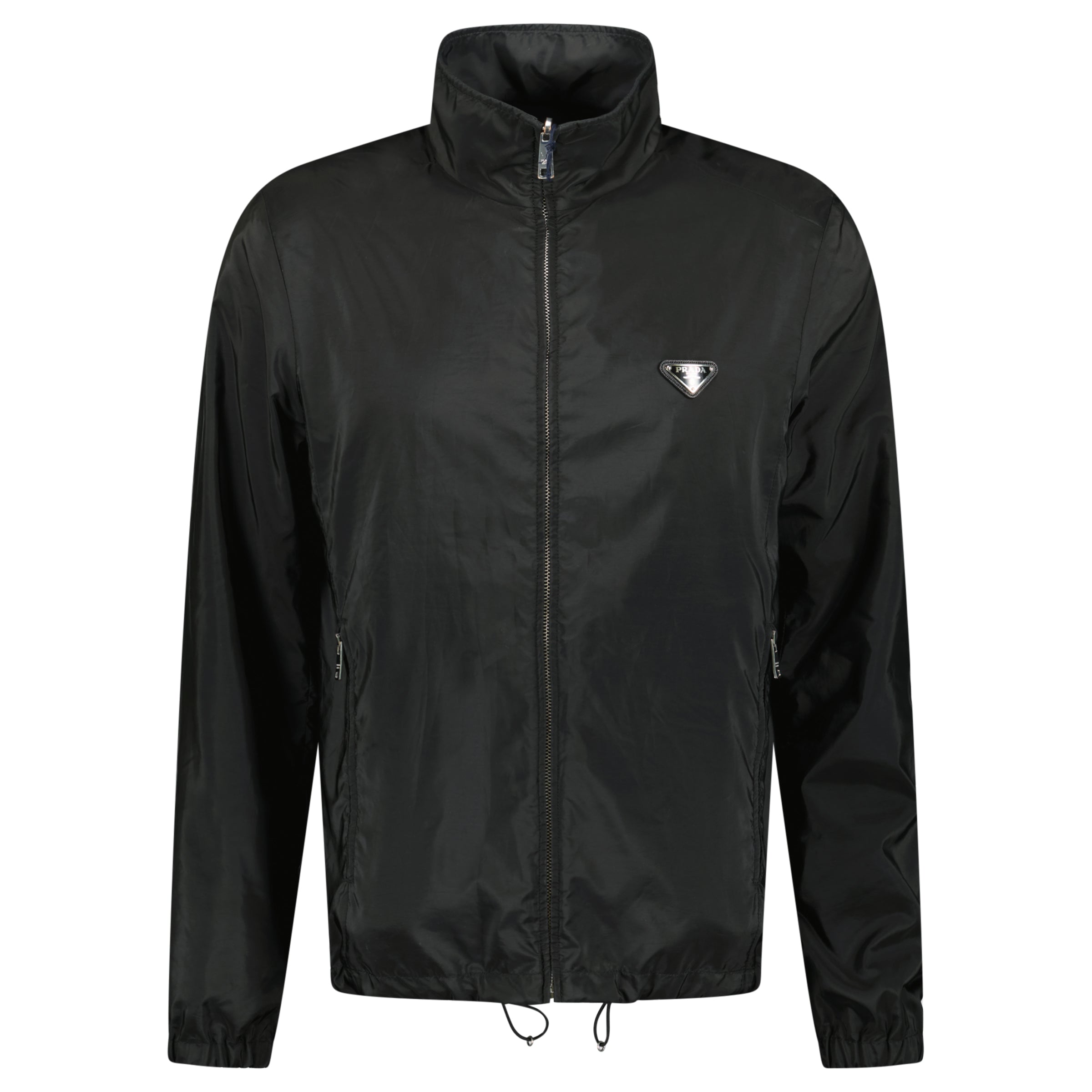 PRADA BLACK TRIANGLE BADGE REVERSIBLE JACKET - LARGE (Fits M/L) - Affluent ArchivesUsed HIGH END DESIGNER CLOTHING