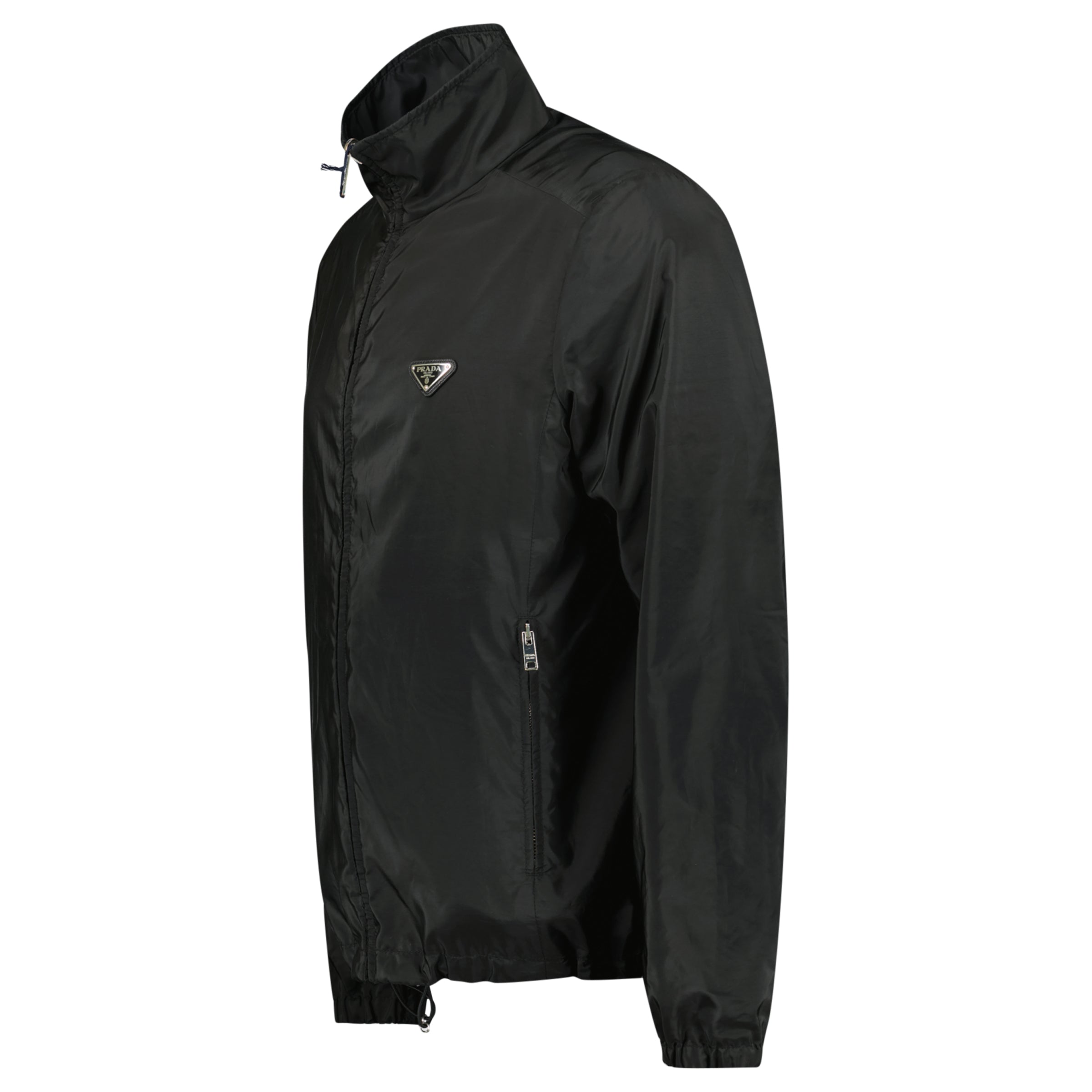 PRADA BLACK TRIANGLE BADGE REVERSIBLE JACKET - LARGE (Fits M/L) - Affluent ArchivesUsed HIGH END DESIGNER CLOTHING