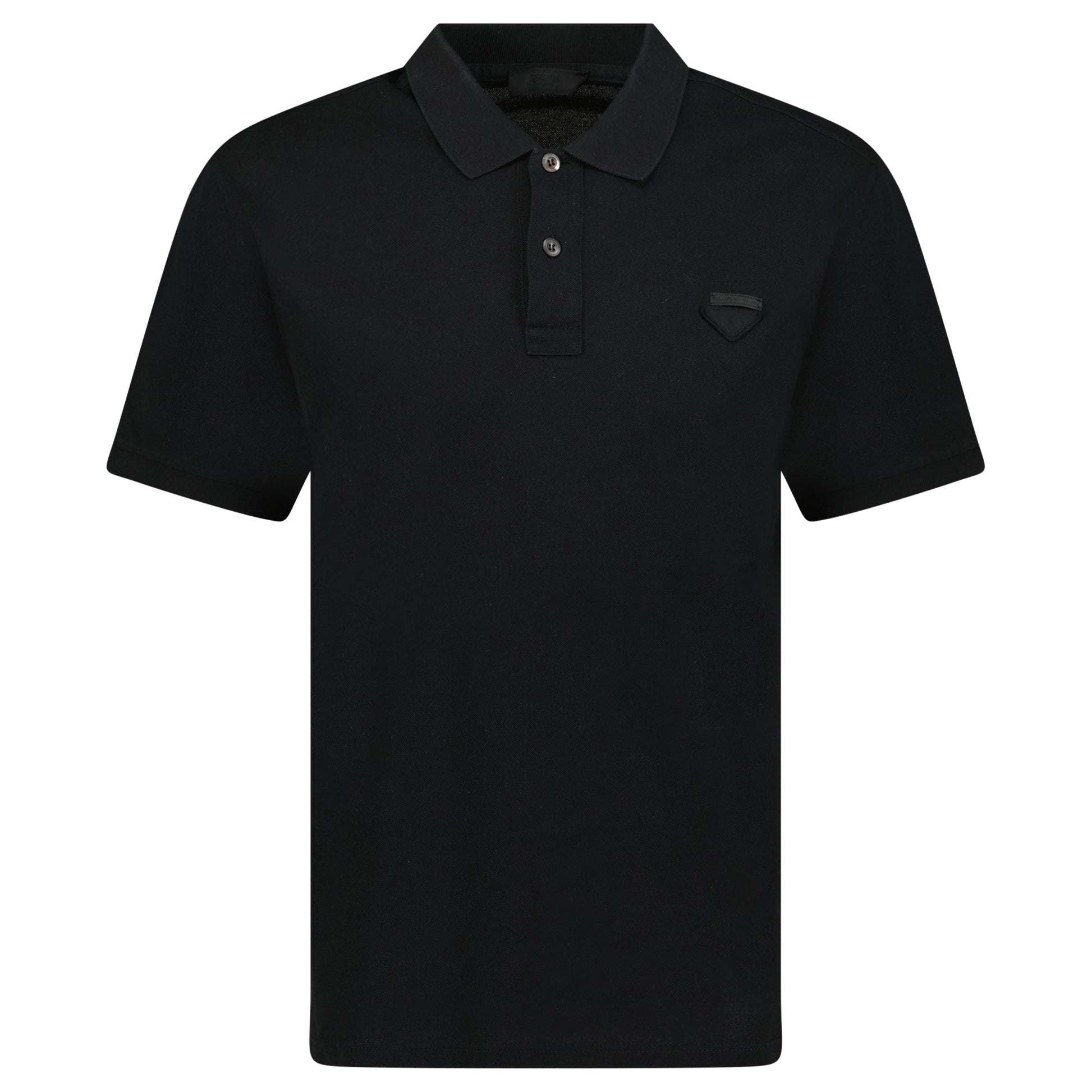 PRADA BLACK TRIANGLE LOGO POLO - XL (Fits L) - Affluent ArchivesUsed HIGH END DESIGNER CLOTHING