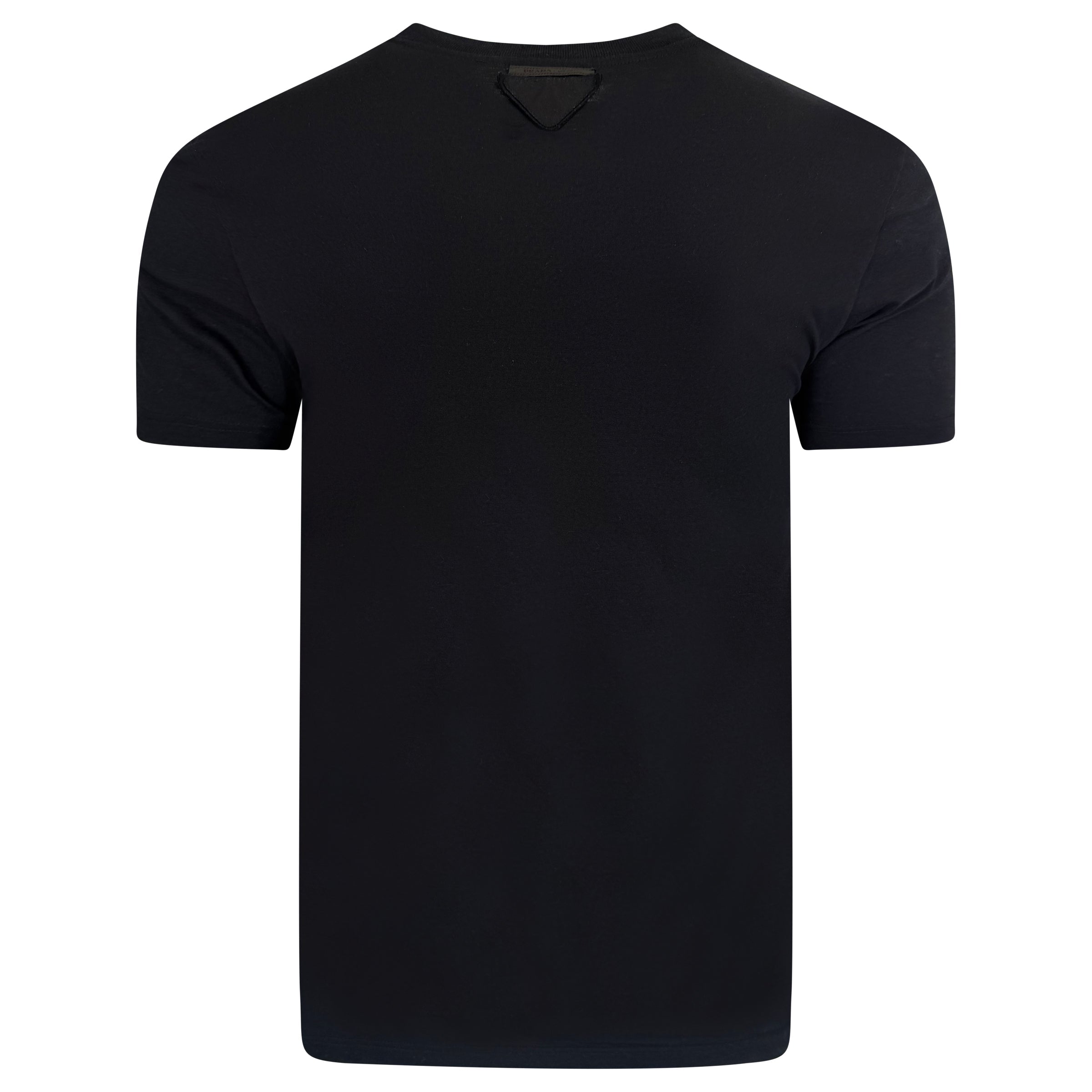 PRADA BLACK TRIANGLE LOGO T SHRT - LARGE (Fits Medium)| PRE OWNED - Affluent ArchivesUsed HIGH END DESIGNER CLOTHING