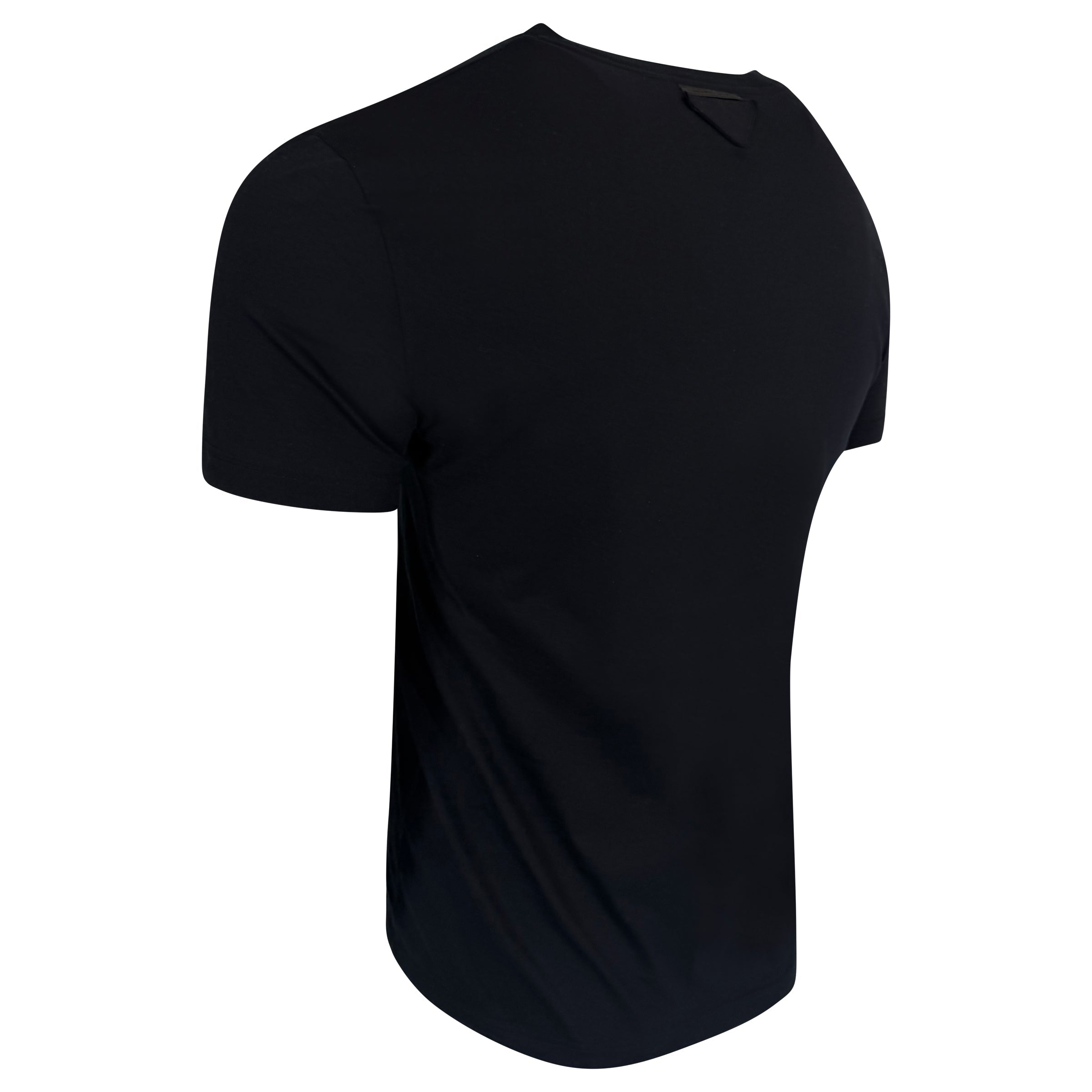PRADA BLACK TRIANGLE LOGO T SHRT - LARGE (Fits Medium)| PRE OWNED - Affluent ArchivesUsed HIGH END DESIGNER CLOTHING