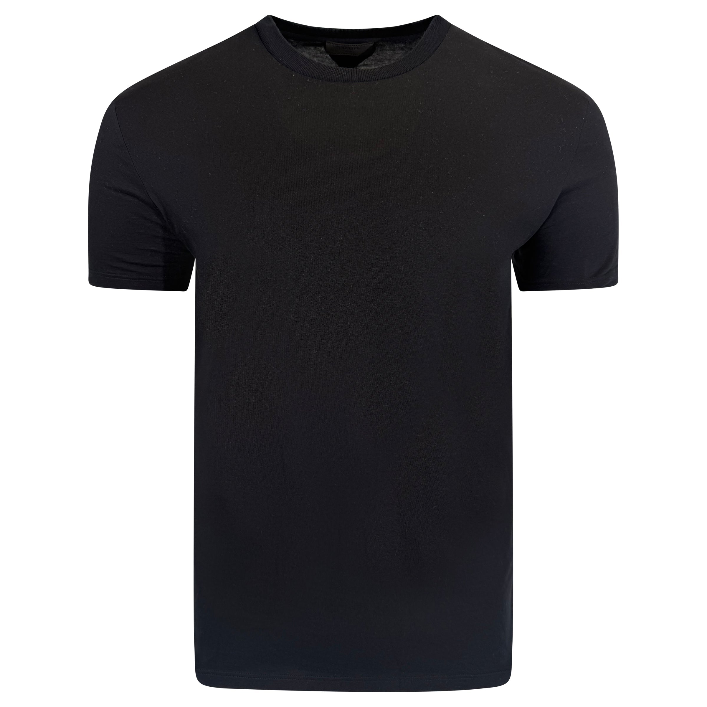 PRADA BLACK TRIANGLE LOGO T SHRT - LARGE (Fits Medium)| PRE OWNED - Affluent ArchivesUsed HIGH END DESIGNER CLOTHING