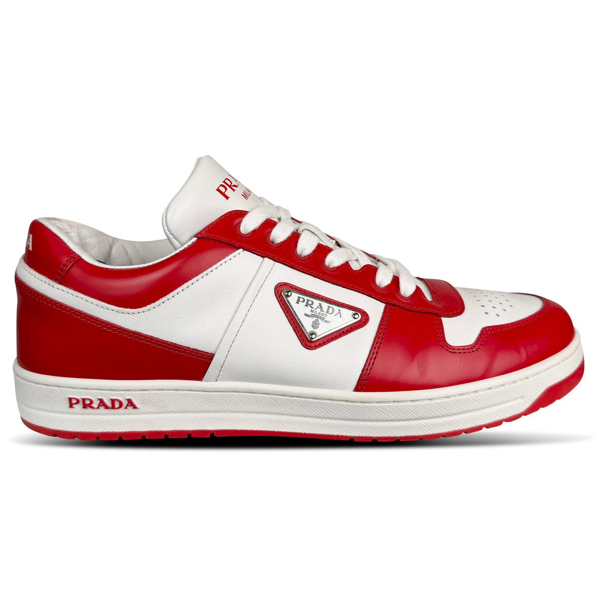 PRADA DOWNTOWN TRAINERS WHITE / RED - UK 8 (Fits 9) | PRE OWNED - Affluent ArchivesUsed HIGH END DESIGNER CLOTHING