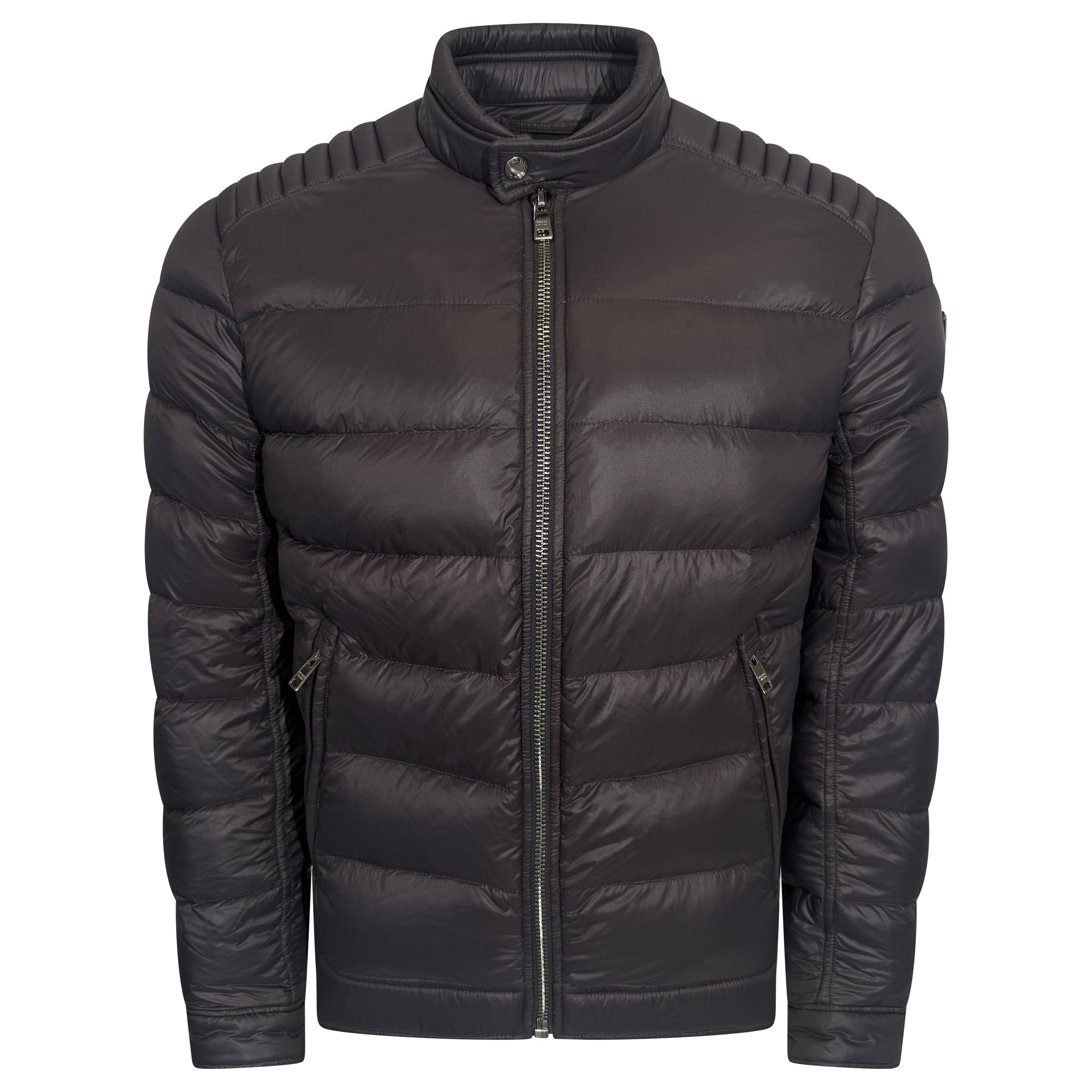 PRADA GREY QUILTED PUFFER COAT - L FITS (M) | PRE OWNED - Affluent ArchivesUsed HIGH END DESIGNER CLOTHING