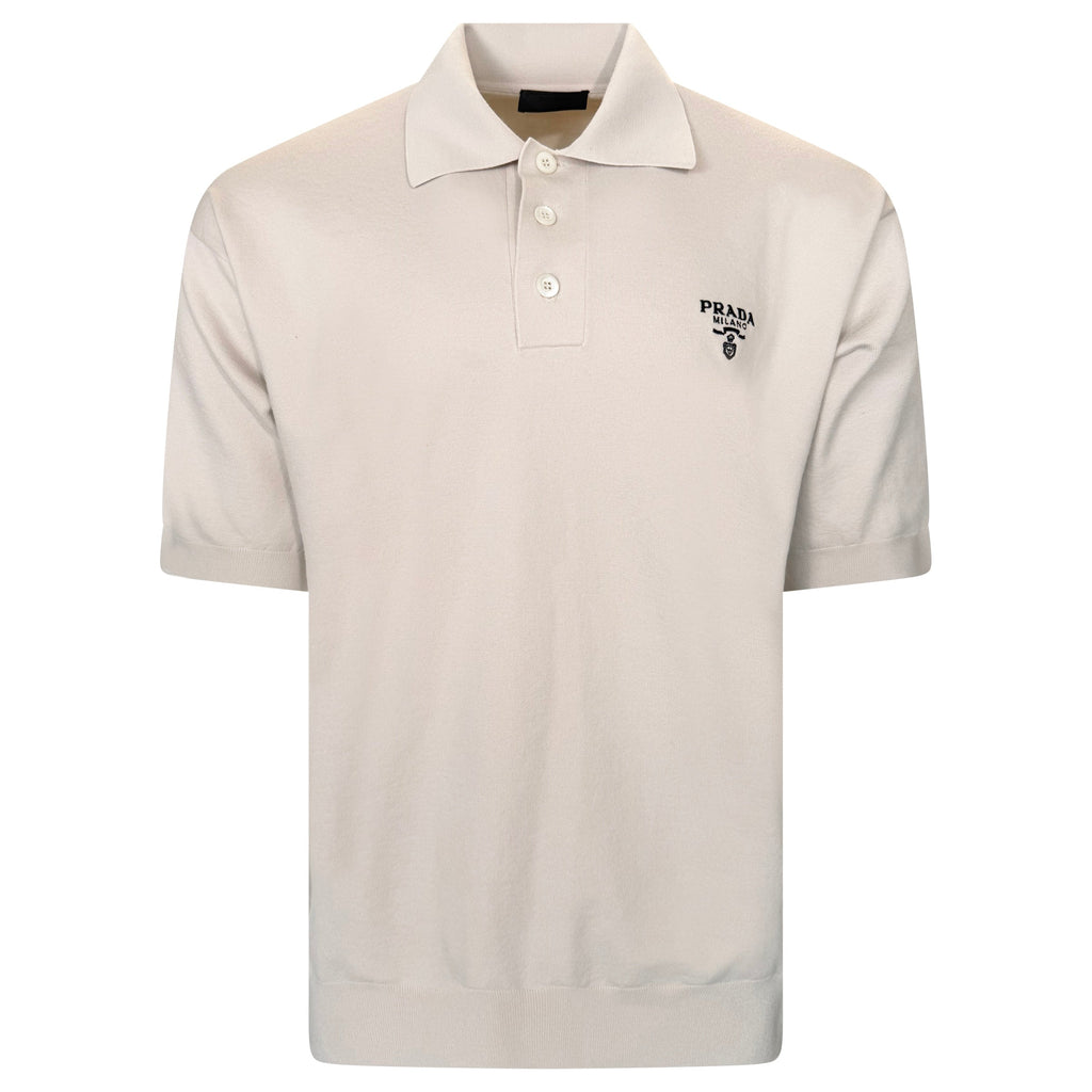 PRADA KNITTED VIRGIN WOOL BEIGE POLO - LARGE (Fits XL - XXL) | PRE OWNED - Affluent ArchivesUsed HIGH END DESIGNER CLOTHING
