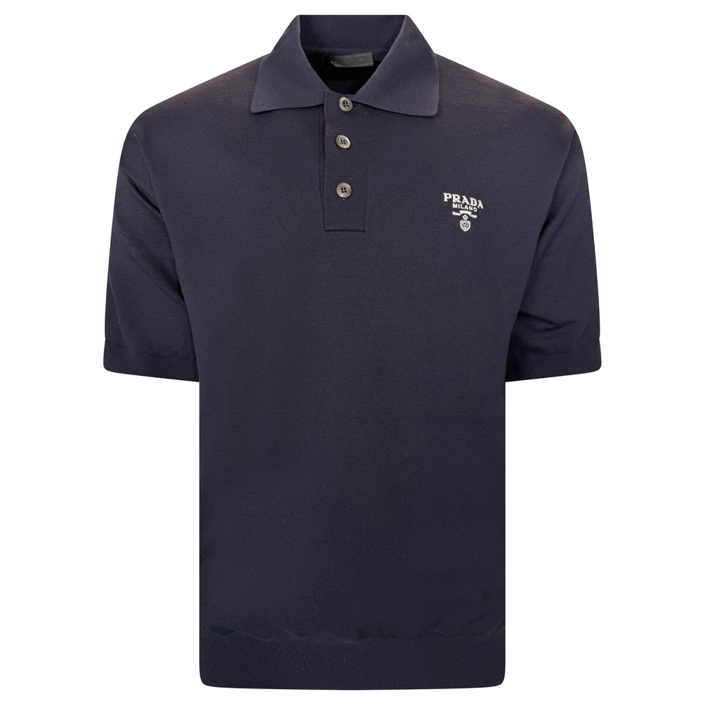 PRADA KNITTED VIRGIN WOOL NAVY POLO - LARGE (Fits XXL) | NEW - Affluent ArchivesUsed HIGH END DESIGNER CLOTHING