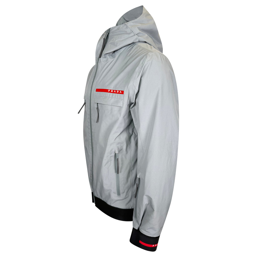 PRADA LINEA ROSSA GREY GORTEX JACKET - XL (Fits L) - Affluent ArchivesUsed HIGH END DESIGNER CLOTHING