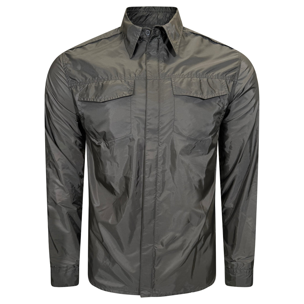 PRADA LINEA ROSSA GREY NYLON OVERSHIRT - MEDIUM | PRE OWNED - Affluent ArchivesUsed HIGH END DESIGNER CLOTHING