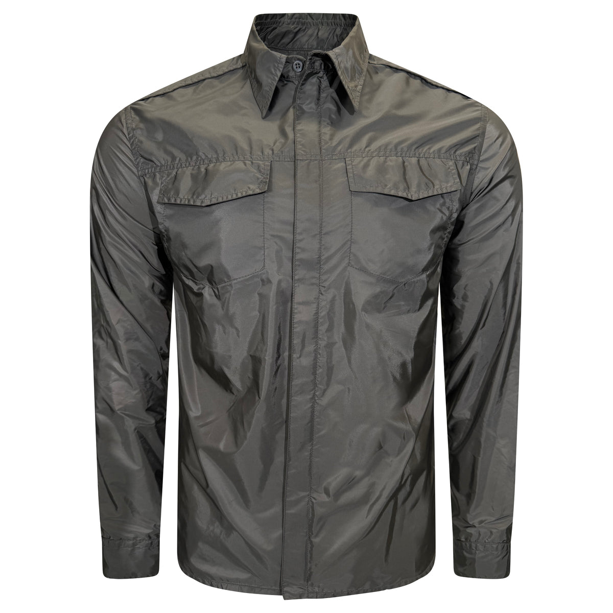 PRADA LINEA ROSSA GREY NYLON OVERSHIRT - MEDIUM | PRE OWNED - Affluent ArchivesUsed HIGH END DESIGNER CLOTHING