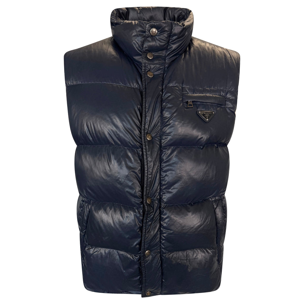 PRADA NAVY GILET - XXL (Fits XL) | PRE OWNED - Affluent ArchivesUsed HIGH END DESIGNER CLOTHING