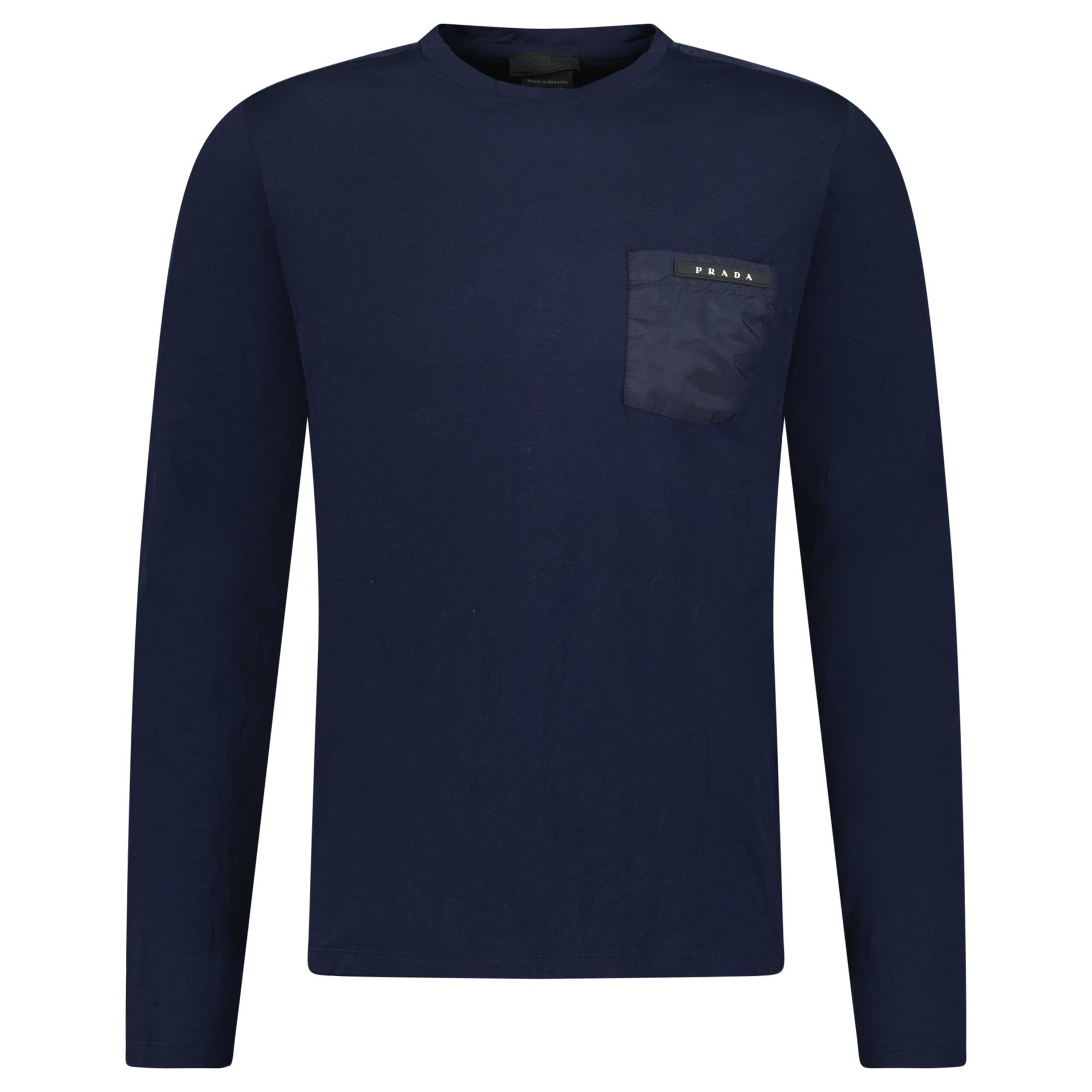 PRADA NAVY LINEA ROSSA LONG SLEEVED T SHIRT - MEDIUM - Affluent ArchivesUsed HIGH END DESIGNER CLOTHING