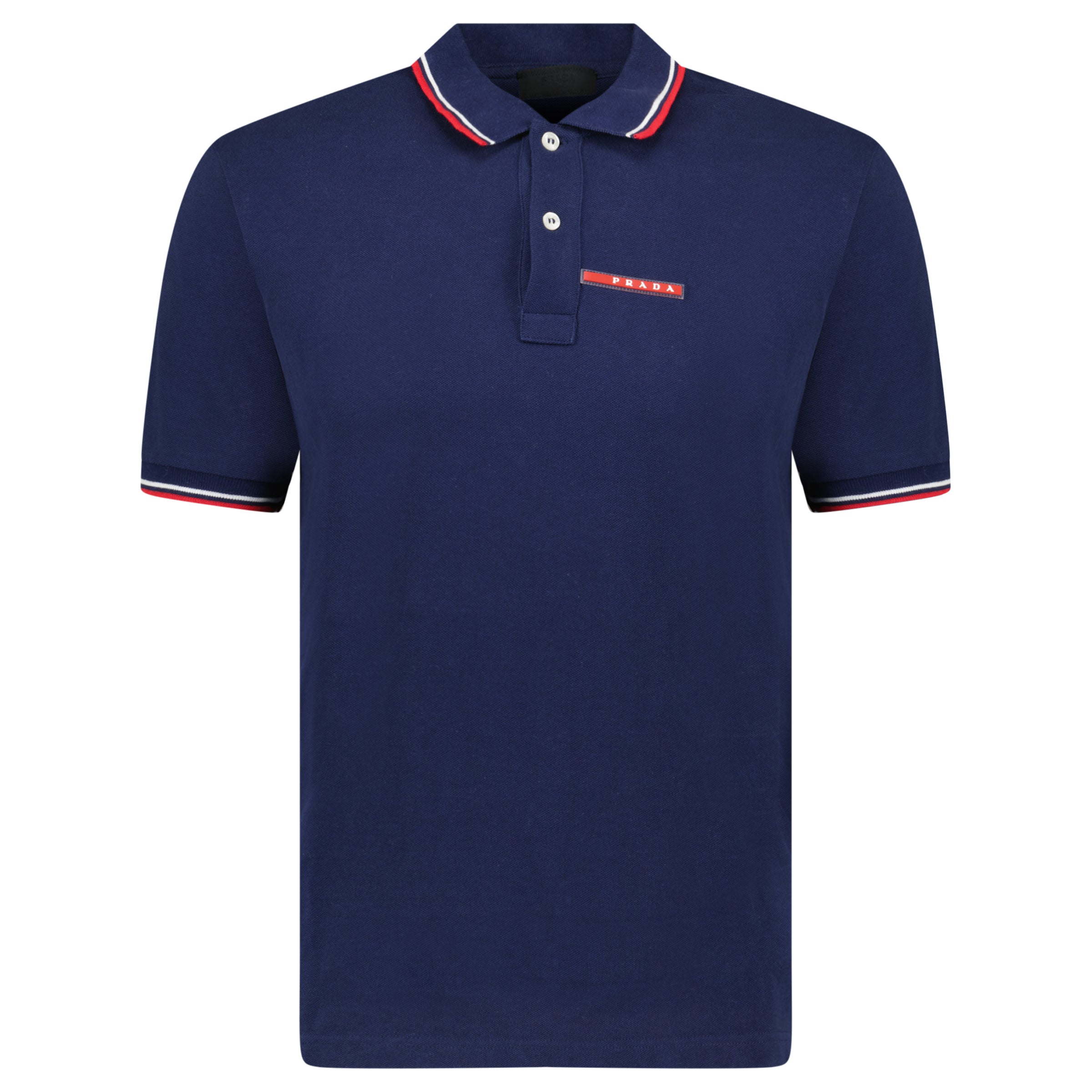 PRADA NAVY POLO - LARGE (Fits M) - Affluent ArchivesUsed HIGH END DESIGNER CLOTHING