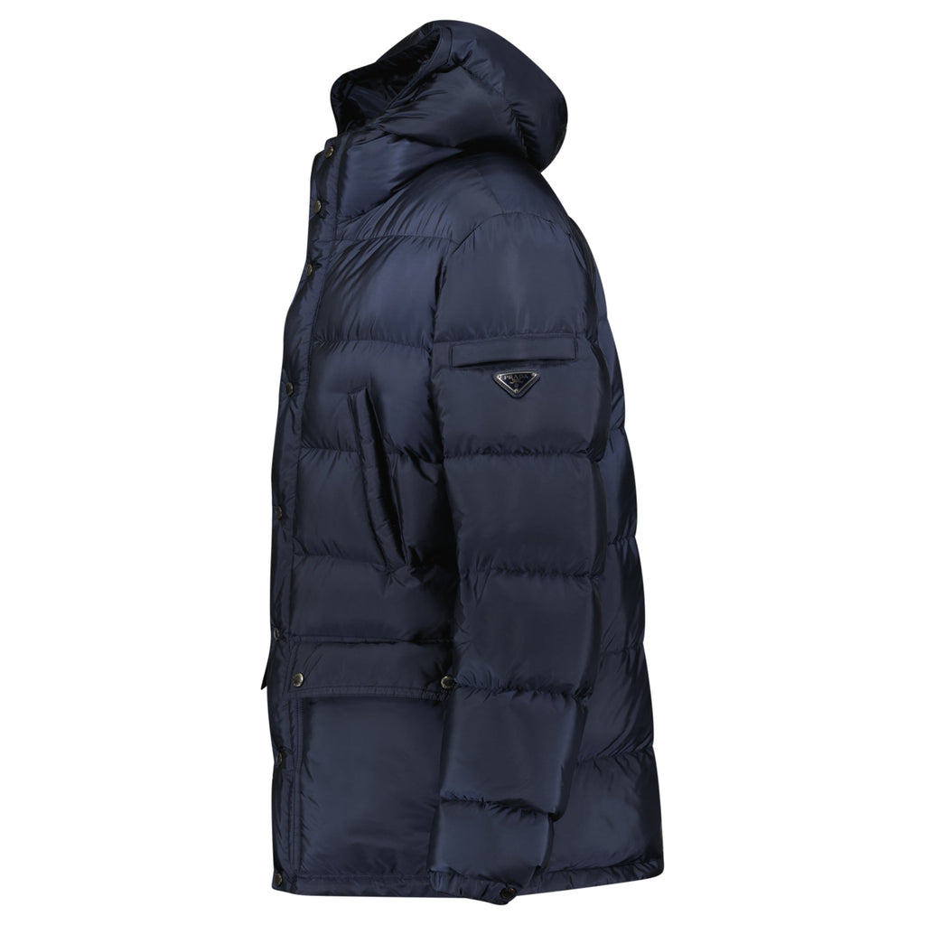 PRADA NAVY QUILTED PUFFER COAT - MEDIUM (Fits S/M) - Affluent ArchivesUsed HIGH END DESIGNER CLOTHING