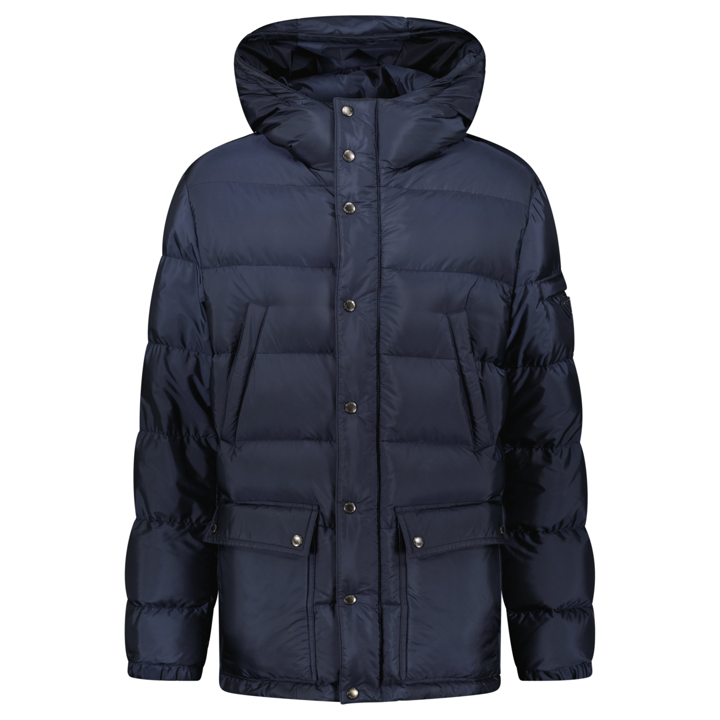 PRADA NAVY QUILTED PUFFER COAT - MEDIUM (Fits S/M) - Affluent ArchivesUsed HIGH END DESIGNER CLOTHING