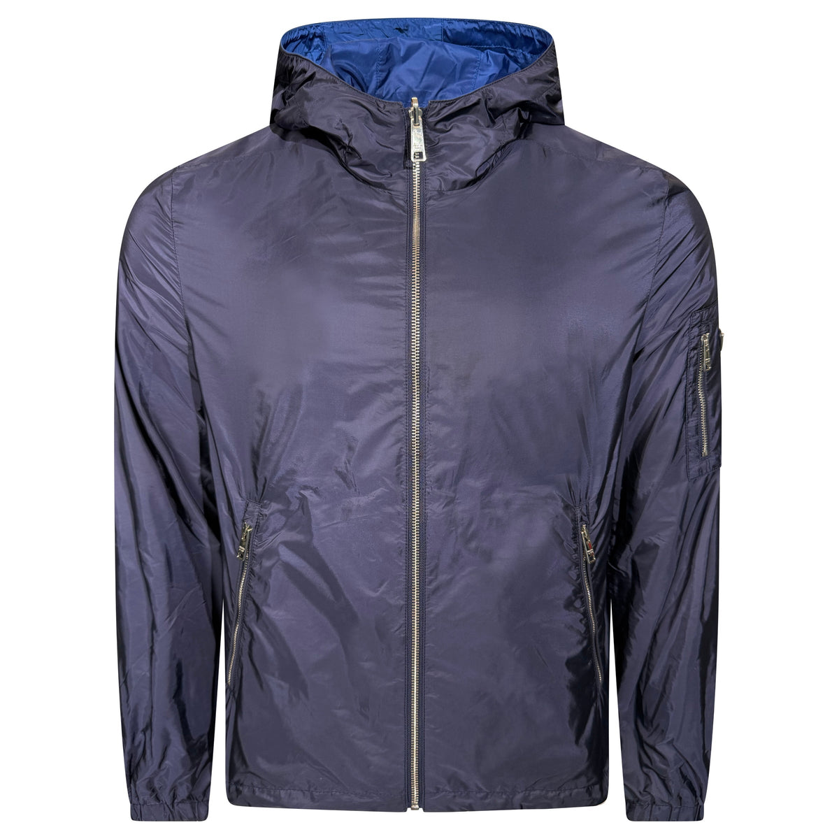 PRADA NAVY REVERSIBLE WINDBREAKER | LARGE (Fits Medium) | PRE OWNED - Affluent ArchivesUsed HIGH END DESIGNER CLOTHING