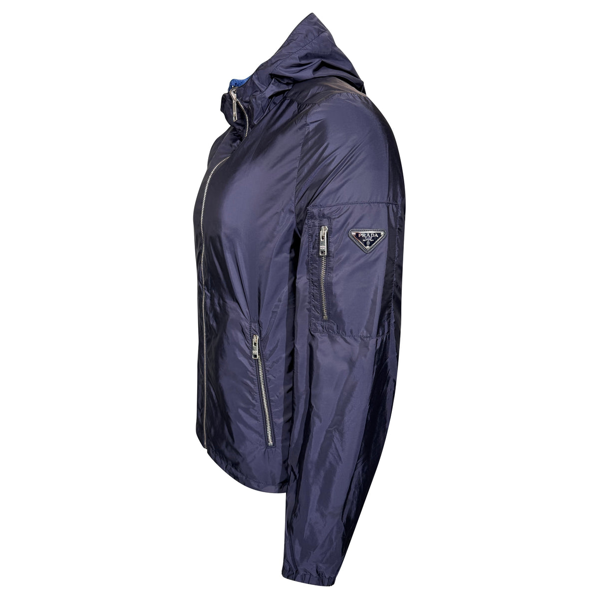 PRADA NAVY REVERSIBLE WINDBREAKER | LARGE (Fits Medium) | PRE OWNED - Affluent ArchivesUsed HIGH END DESIGNER CLOTHING