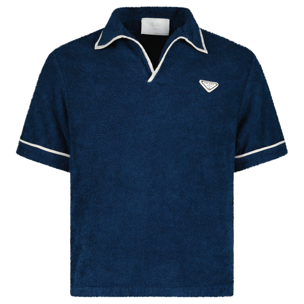 PRADA NAVY TOWELLING POLO - XS | PRE OWNED - Affluent ArchivesUsed HIGH END DESIGNER CLOTHING