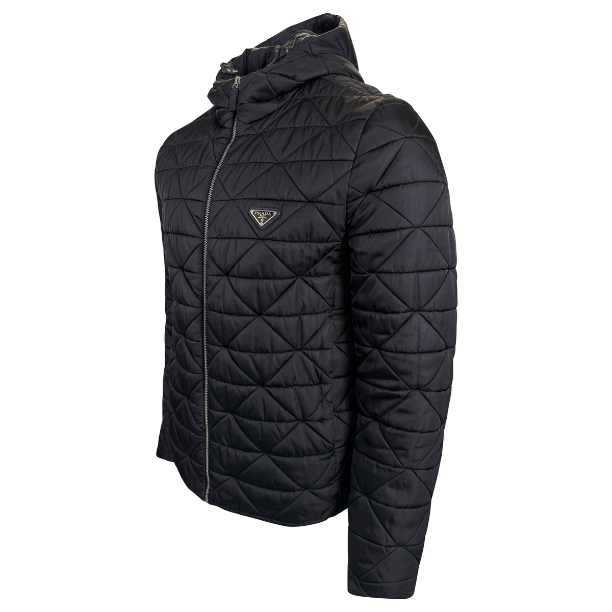 PRADA RE NYLON BLACK DOWN JACKET - MEDIUM (48) | PRE OWNED - Affluent ArchivesUsed HIGH END DESIGNER CLOTHING