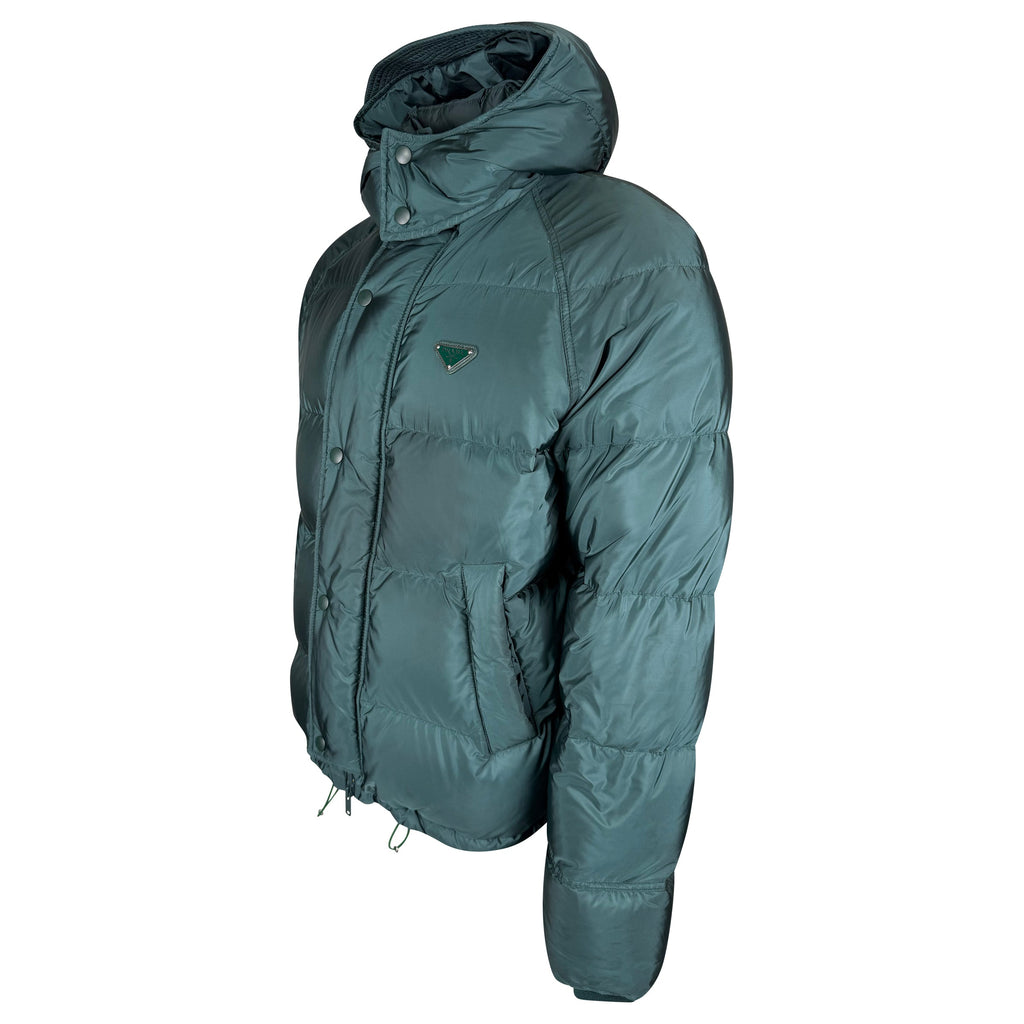 PRADA RE NYLON GREEN DOWN COAT - LARGE - Affluent ArchivesUsed HIGH END DESIGNER CLOTHING