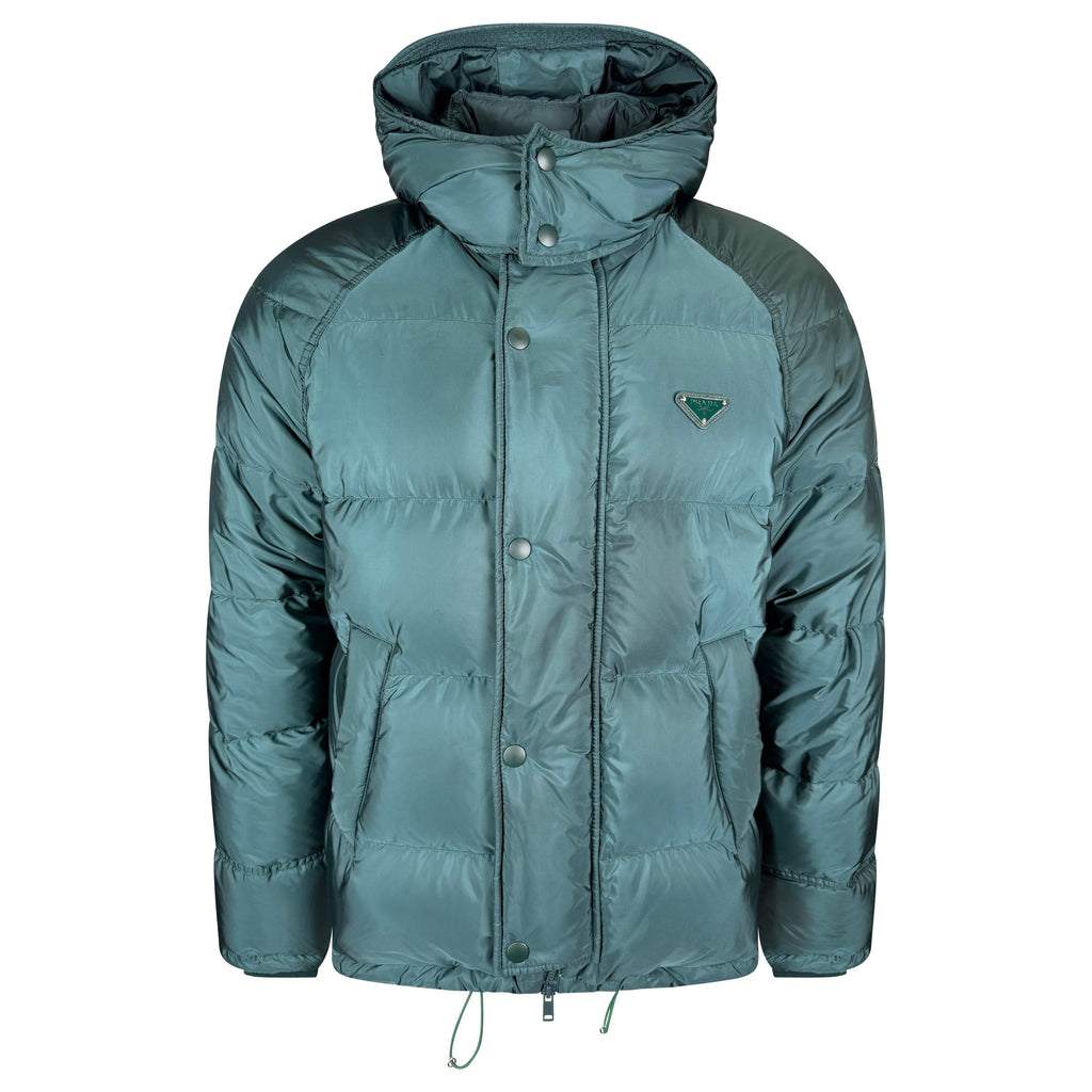 PRADA RE NYLON GREEN DOWN COAT - LARGE - Affluent ArchivesUsed HIGH END DESIGNER CLOTHING