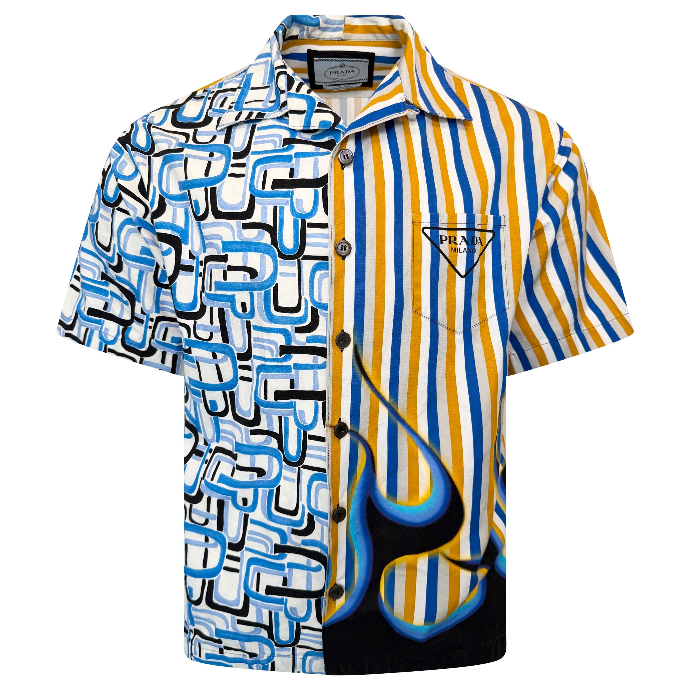 PRADA STRIPED SHIRT - XL (Fits Large)| PRE OWNED - Affluent ArchivesUsed HIGH END DESIGNER CLOTHING