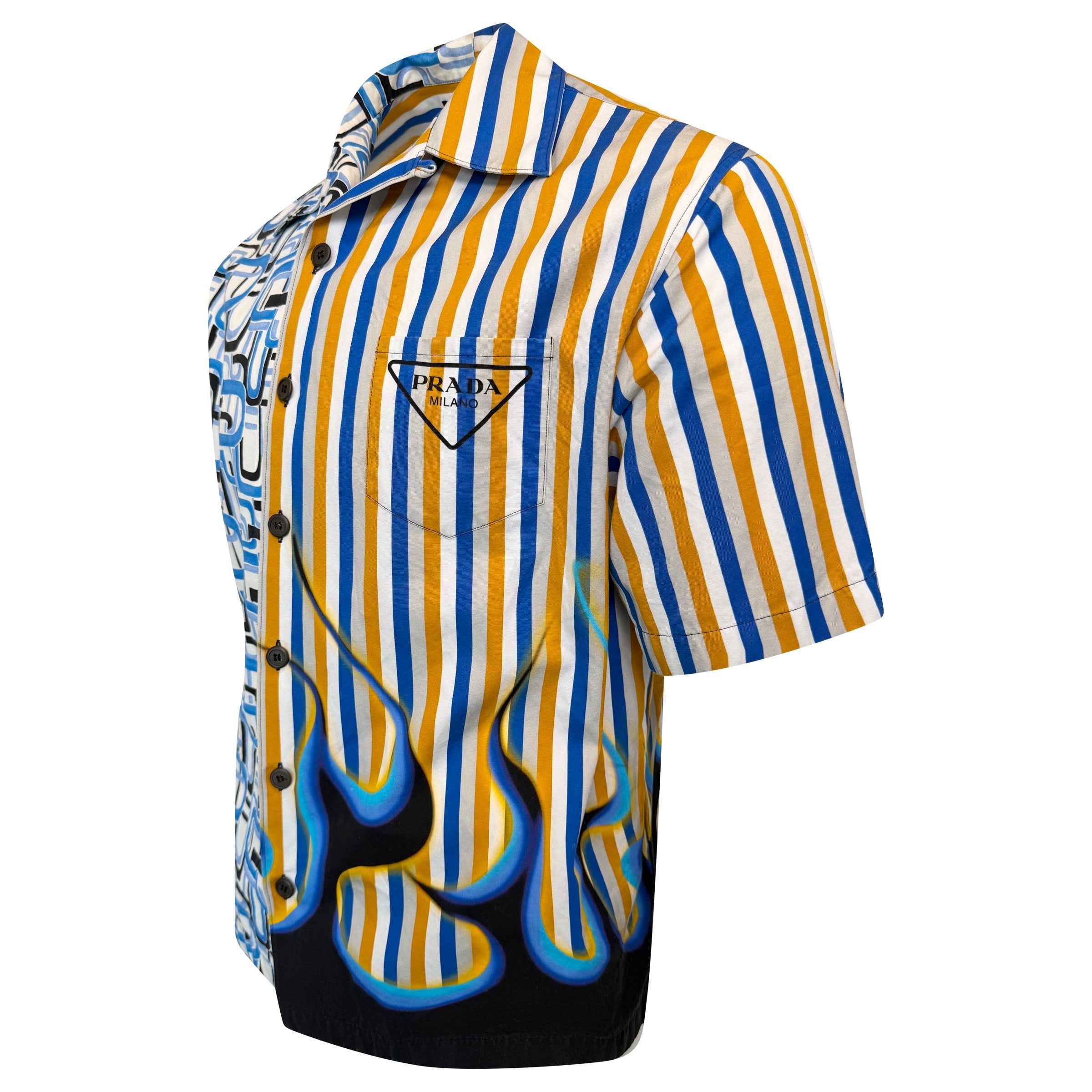 PRADA STRIPED SHIRT - XL (Fits Large)| PRE OWNED - Affluent ArchivesUsed HIGH END DESIGNER CLOTHING
