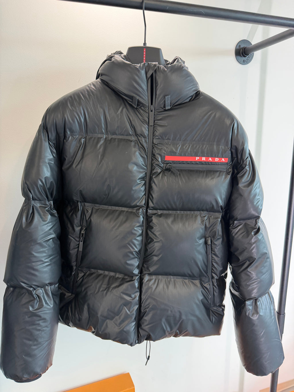 PRADA TECHNICAL LINEA ROSSA DOWN COAT - SMALL (Fits Medium) | PRE OWNED - Affluent ArchivesUsed HIGH END DESIGNER CLOTHING