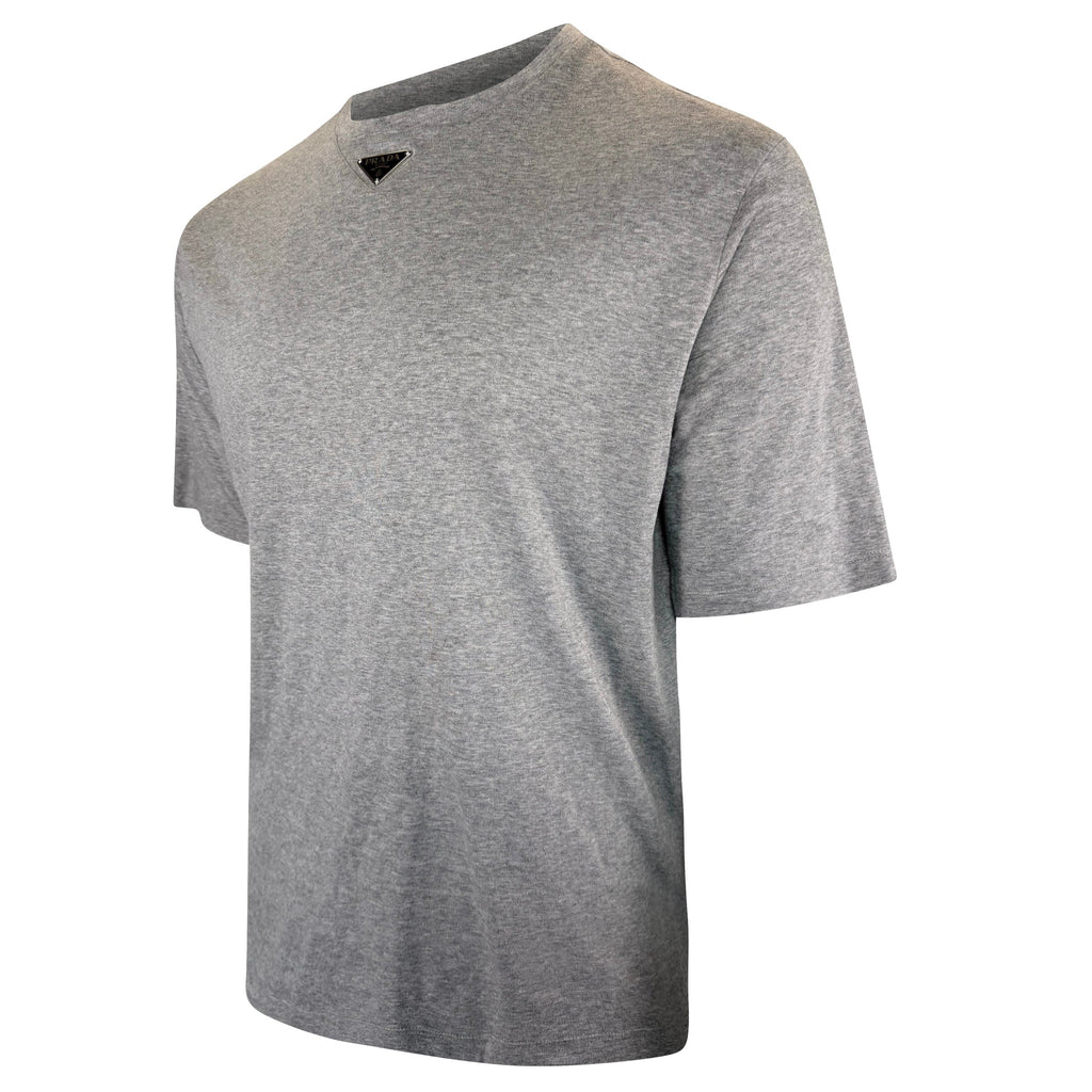 PRADA TRIANGLE BADGE LOGO T SHIRT - SMALL (Fits XL) - Affluent ArchivesUsed HIGH END DESIGNER CLOTHING