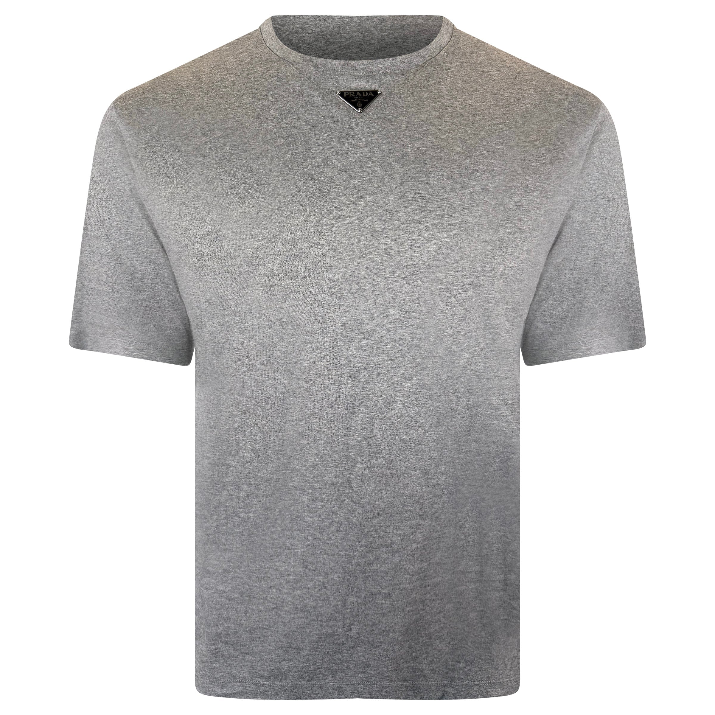 PRADA TRIANGLE BADGE LOGO T SHIRT - SMALL (Fits XL) - Affluent ArchivesUsed HIGH END DESIGNER CLOTHING