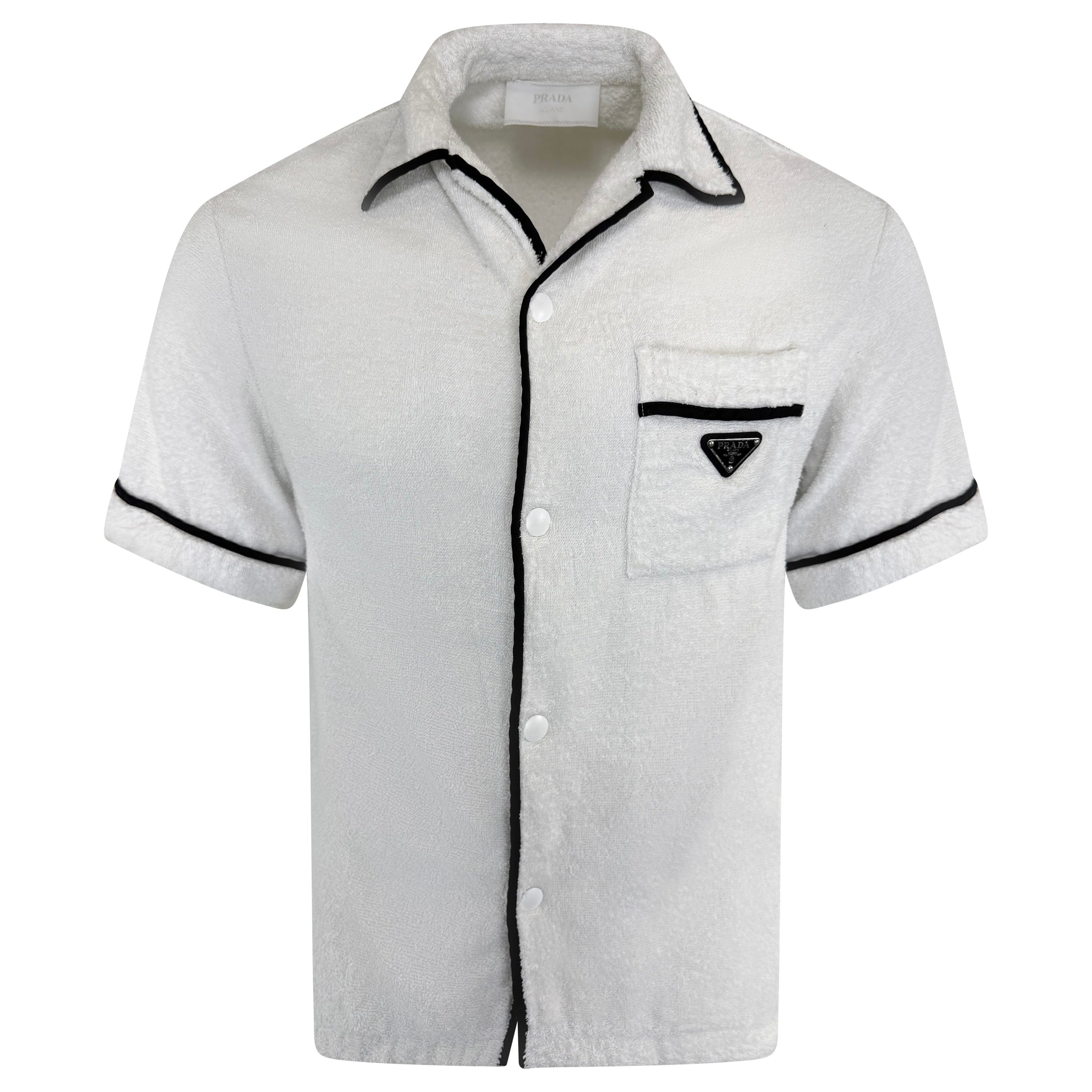 PRADA WHITE TOWELLING SHIRT - MEDIUM - Affluent ArchivesUsed HIGH END DESIGNER CLOTHING
