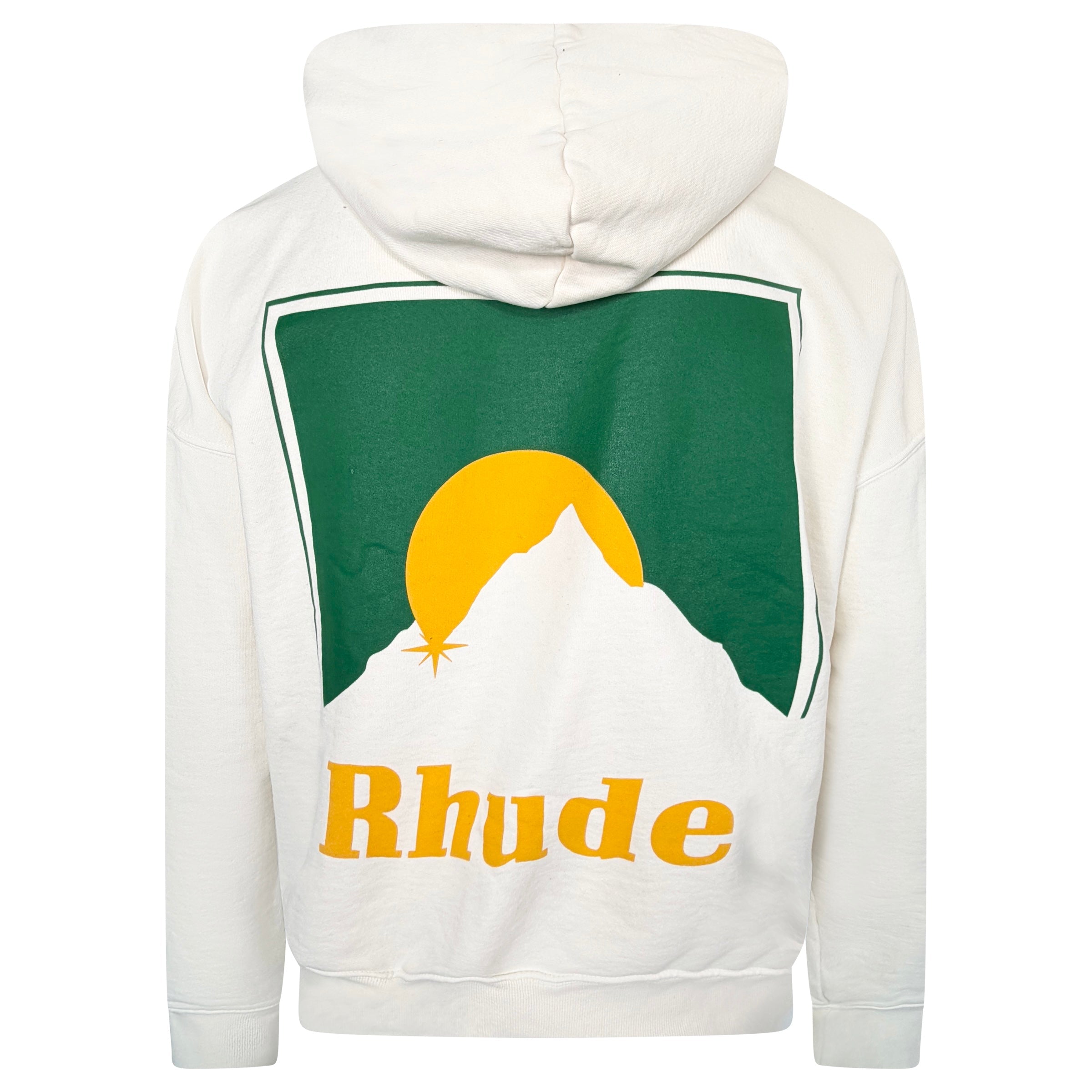RHUDE BEIGE LOGO HOODIE - LARGE | PRE OWNED - Affluent ArchivesUsed HIGH END DESIGNER CLOTHING