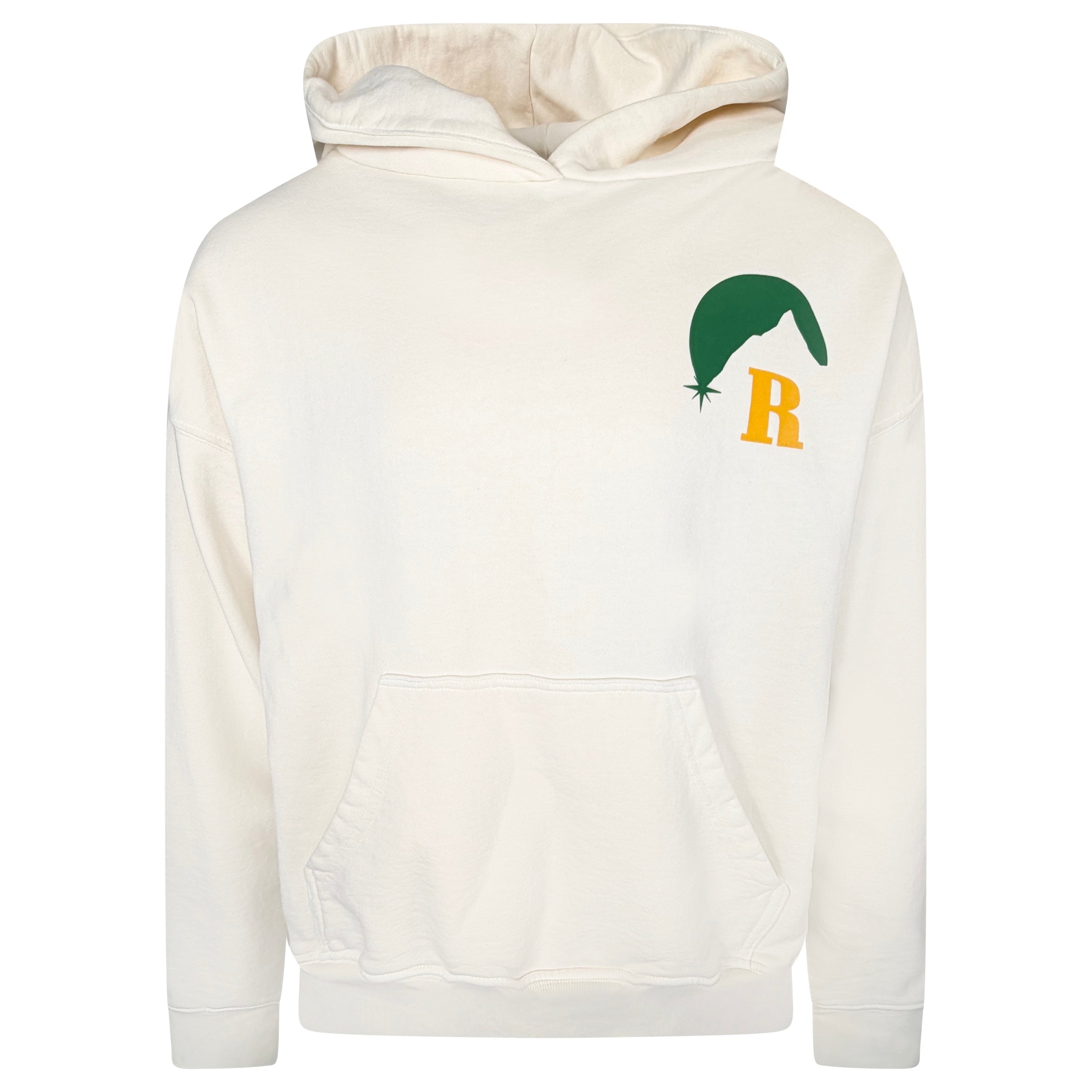 RHUDE BEIGE LOGO HOODIE - LARGE | PRE OWNED - Affluent ArchivesUsed HIGH END DESIGNER CLOTHING