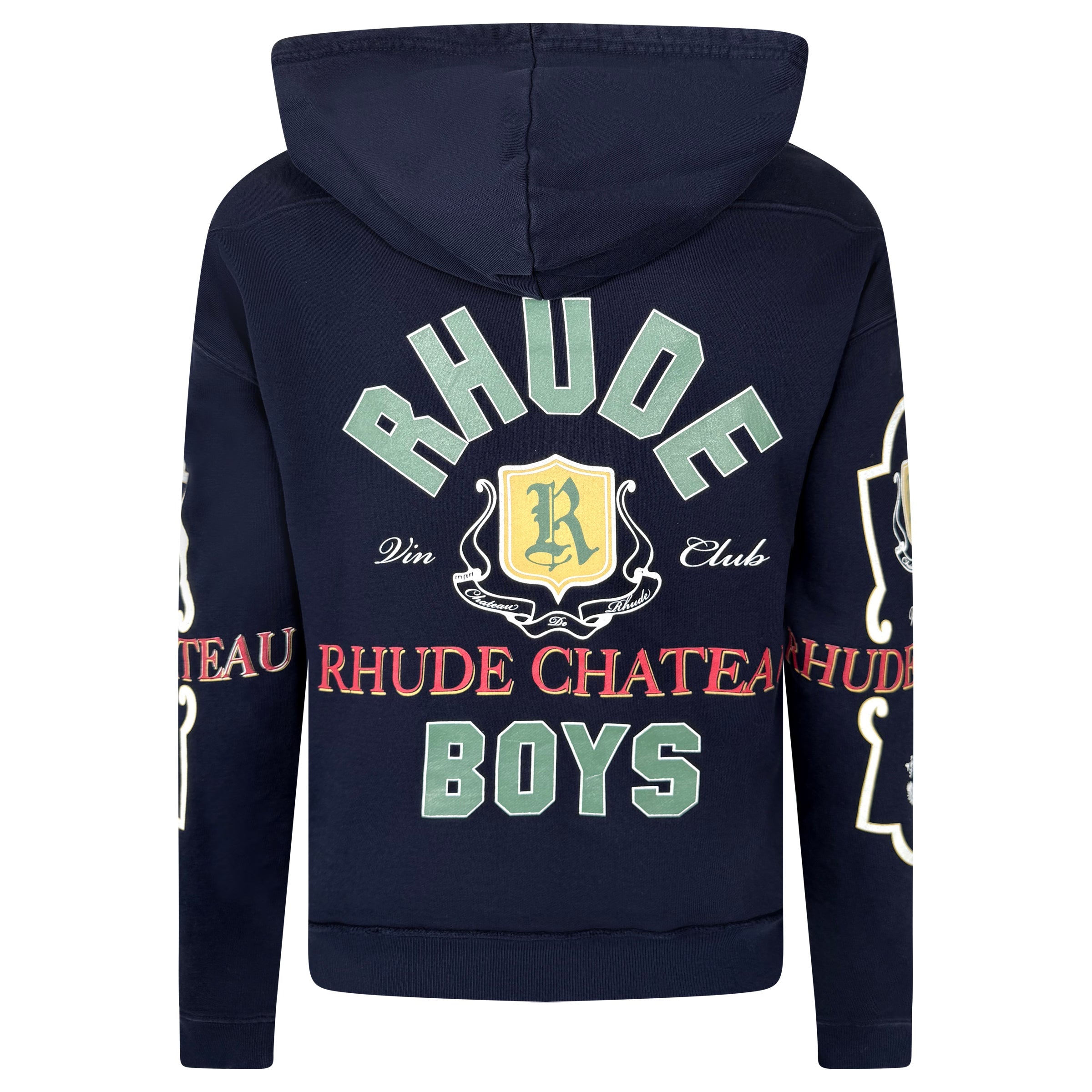 RHUDE NAVY LOGO HOODIE - SMALL (Fits Medium) - Affluent ArchivesUsed HIGH END DESIGNER CLOTHING