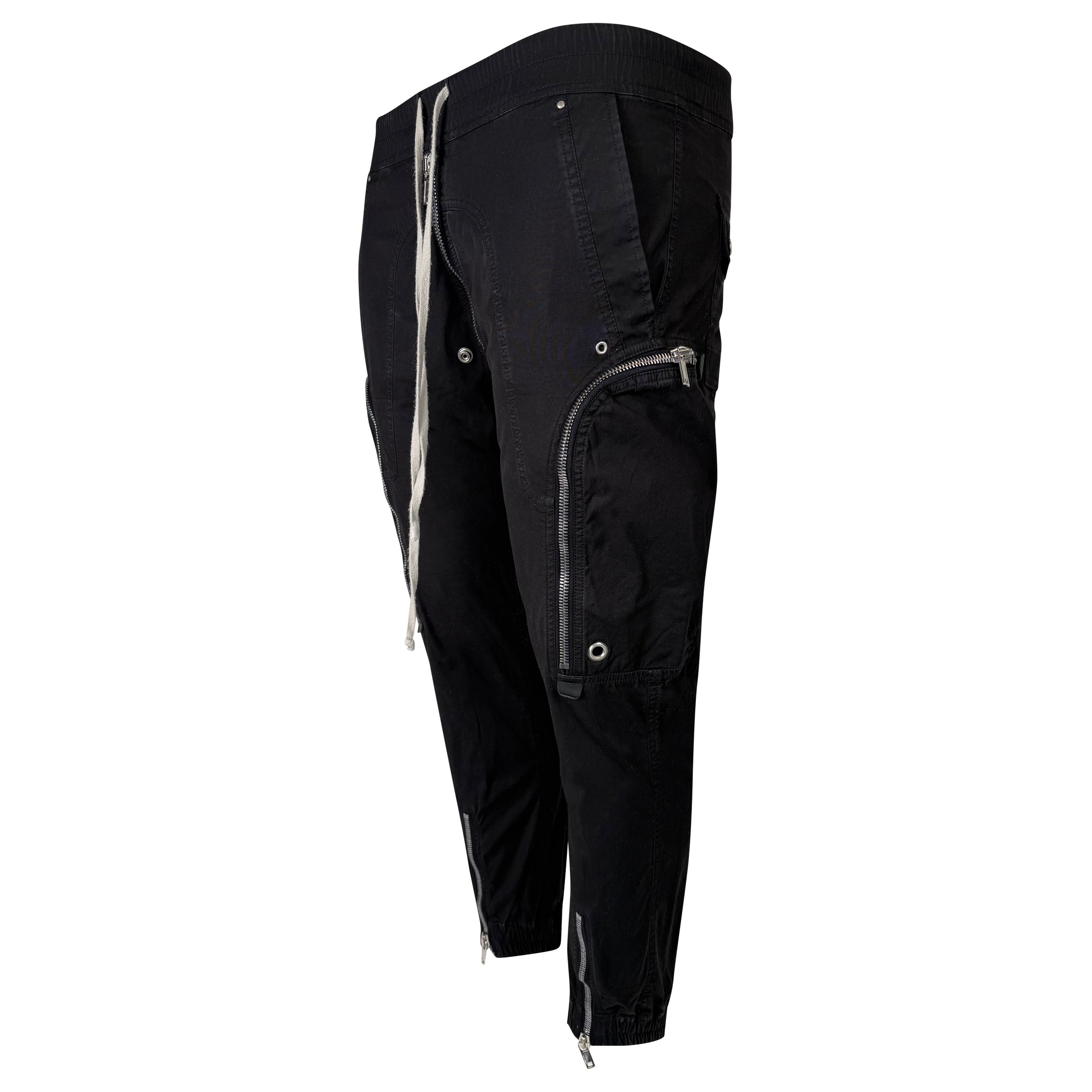 RICK OWENS BLACK CARGO PANTS - MEDIUM - Affluent ArchivesUsed HIGH END DESIGNER CLOTHING