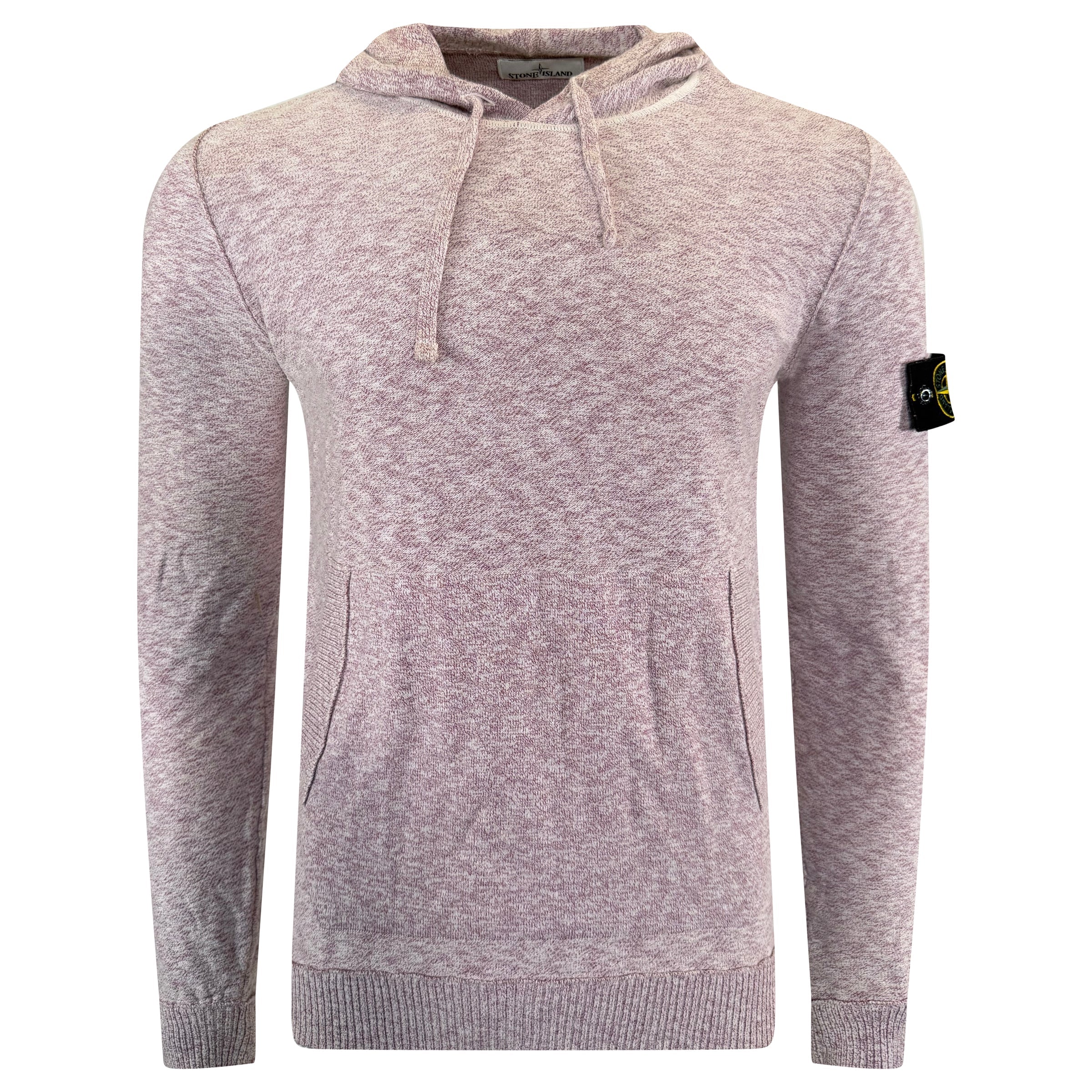 STONE ISLAND BADGE HOODIE PINK KNIT - MEDIUM | PRE OWNED - Affluent ArchivesUsed HIGH END DESIGNER CLOTHING