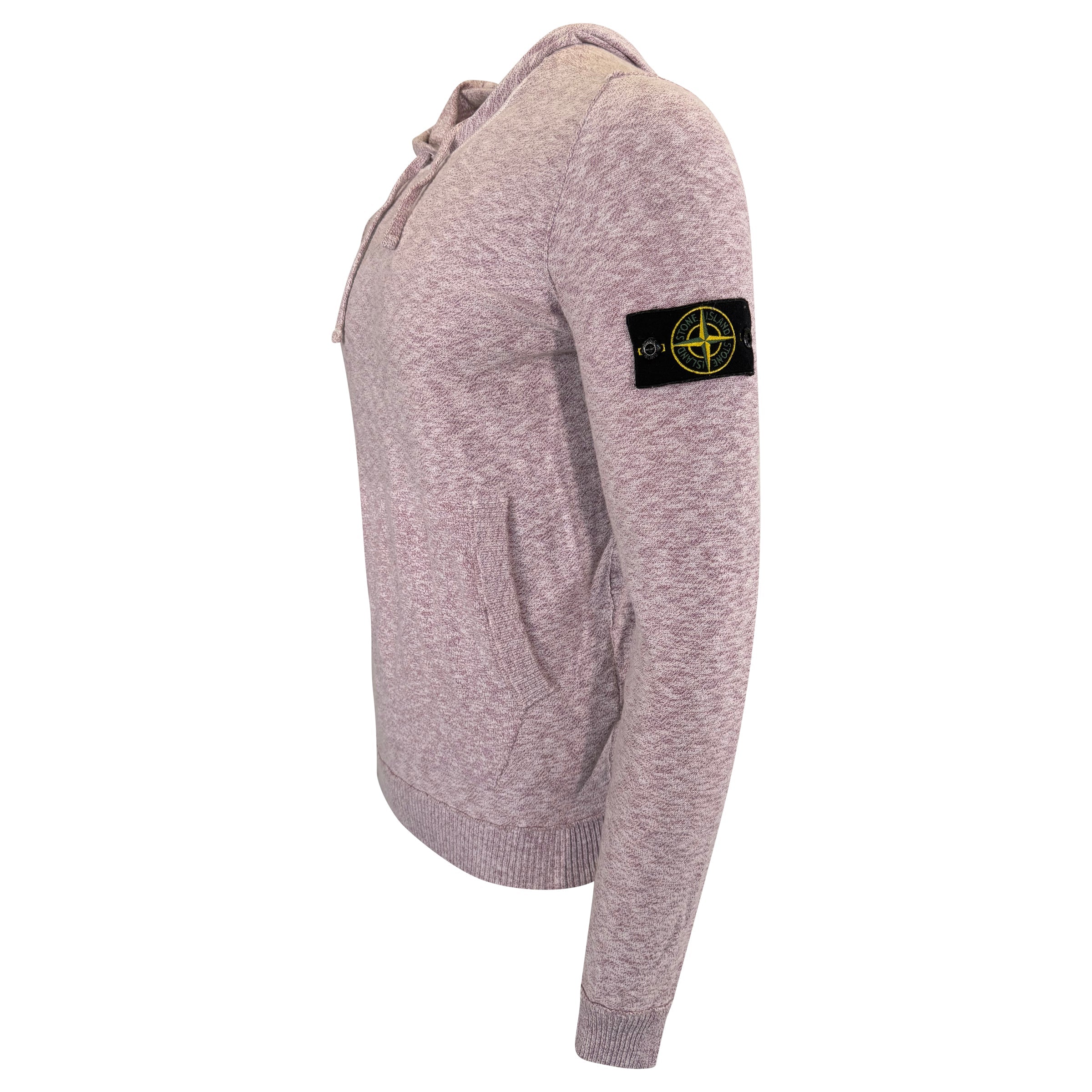 STONE ISLAND BADGE HOODIE PINK KNIT - MEDIUM | PRE OWNED - Affluent ArchivesUsed HIGH END DESIGNER CLOTHING