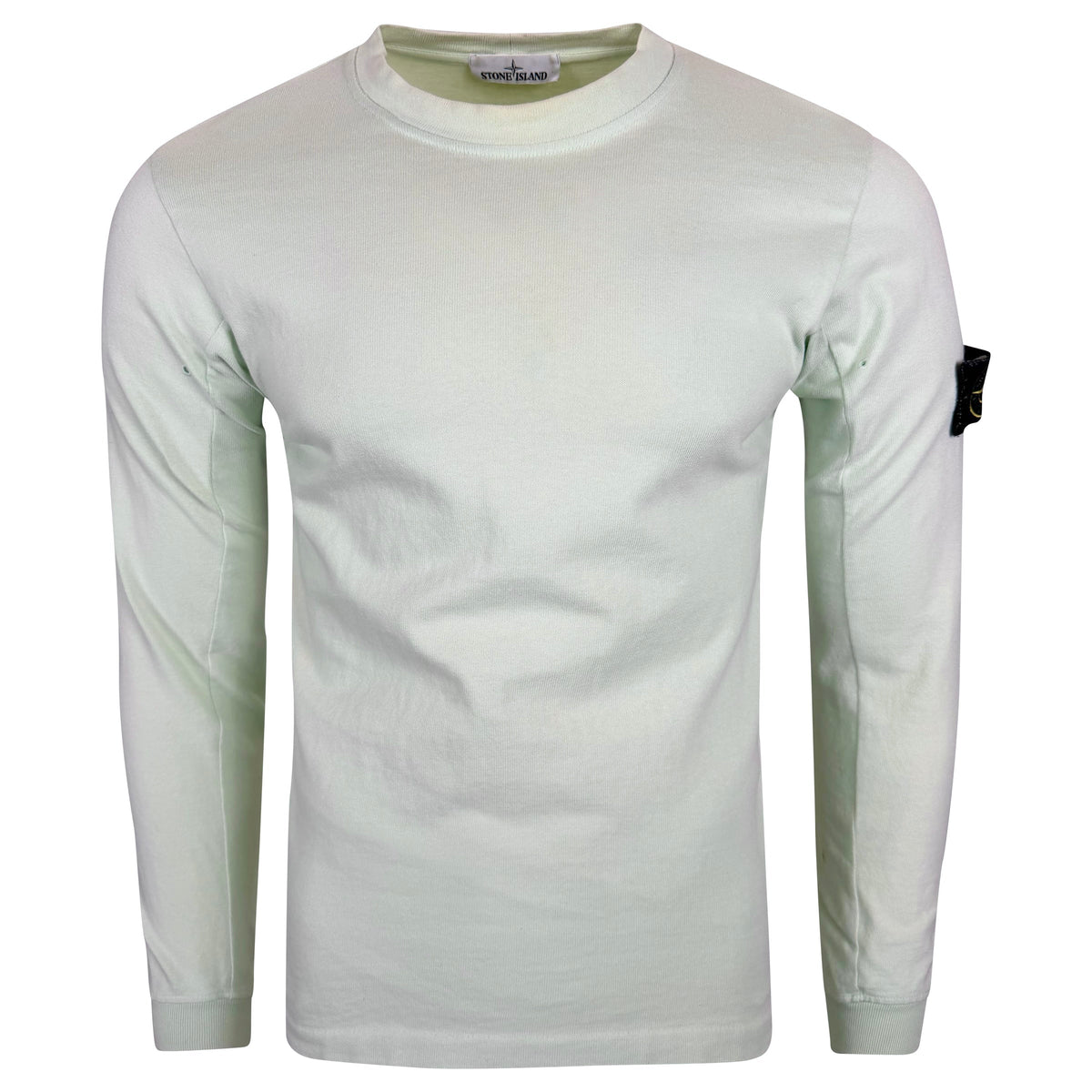 STONE ISLAND BADGE LONG SLEEVED T SHIRT LIME GREEN - SMALL | PRE OWNED - Affluent ArchivesUsed HIGH END DESIGNER CLOTHING