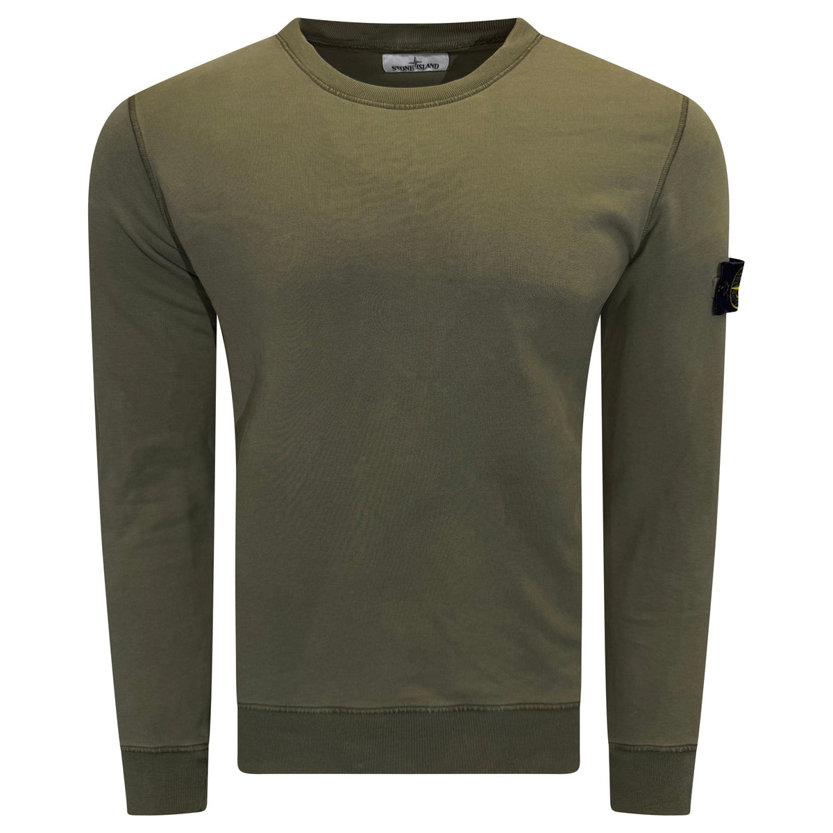 STONE ISLAND BADGE SWEATSHIRT KHAKI - LARGE | PRE OWNED - Affluent ArchivesUsed HIGH END DESIGNER CLOTHING