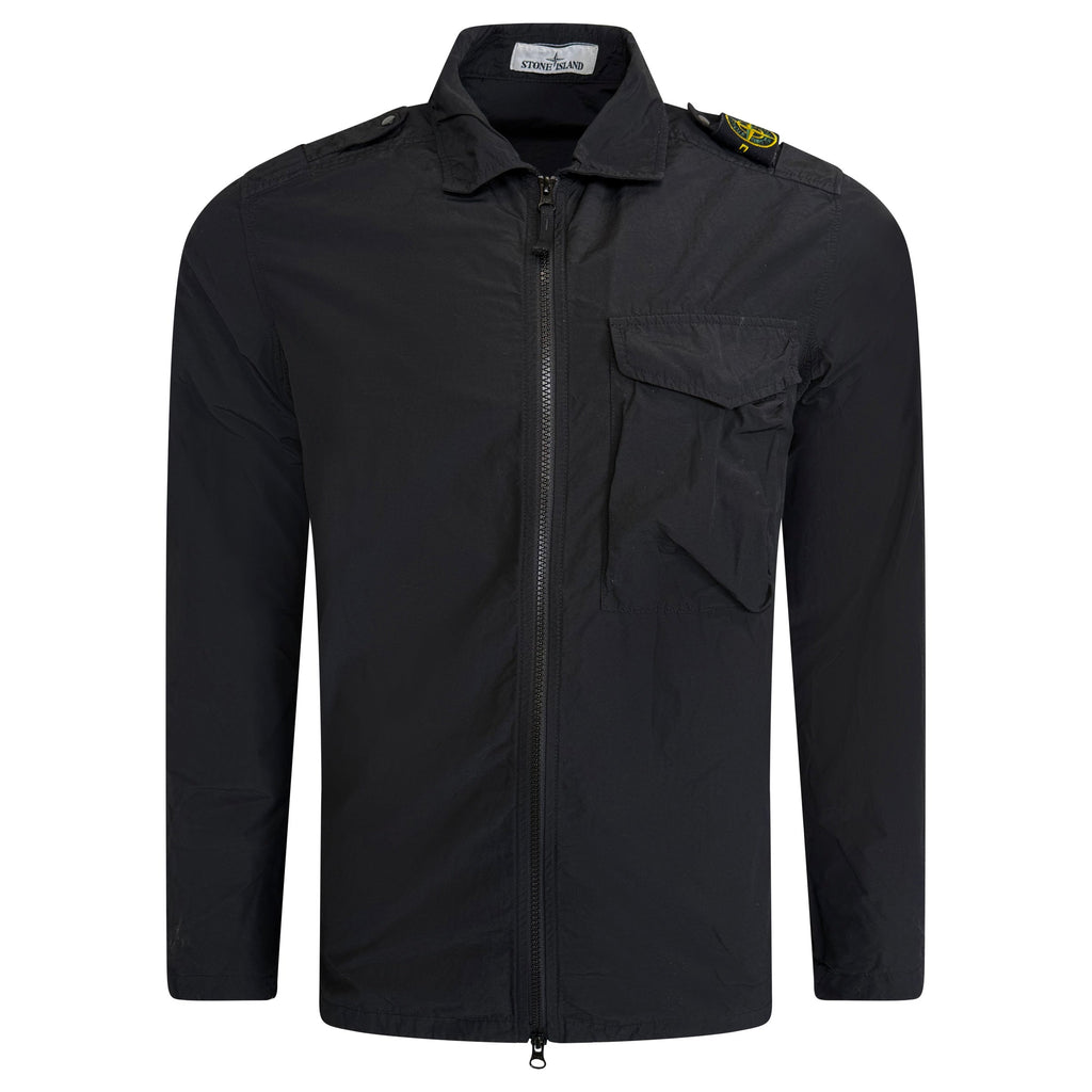 STONE ISLAND BLACK NYLON OVERSHIRT - MEDIUM - Affluent ArchivesUsed HIGH END DESIGNER CLOTHING