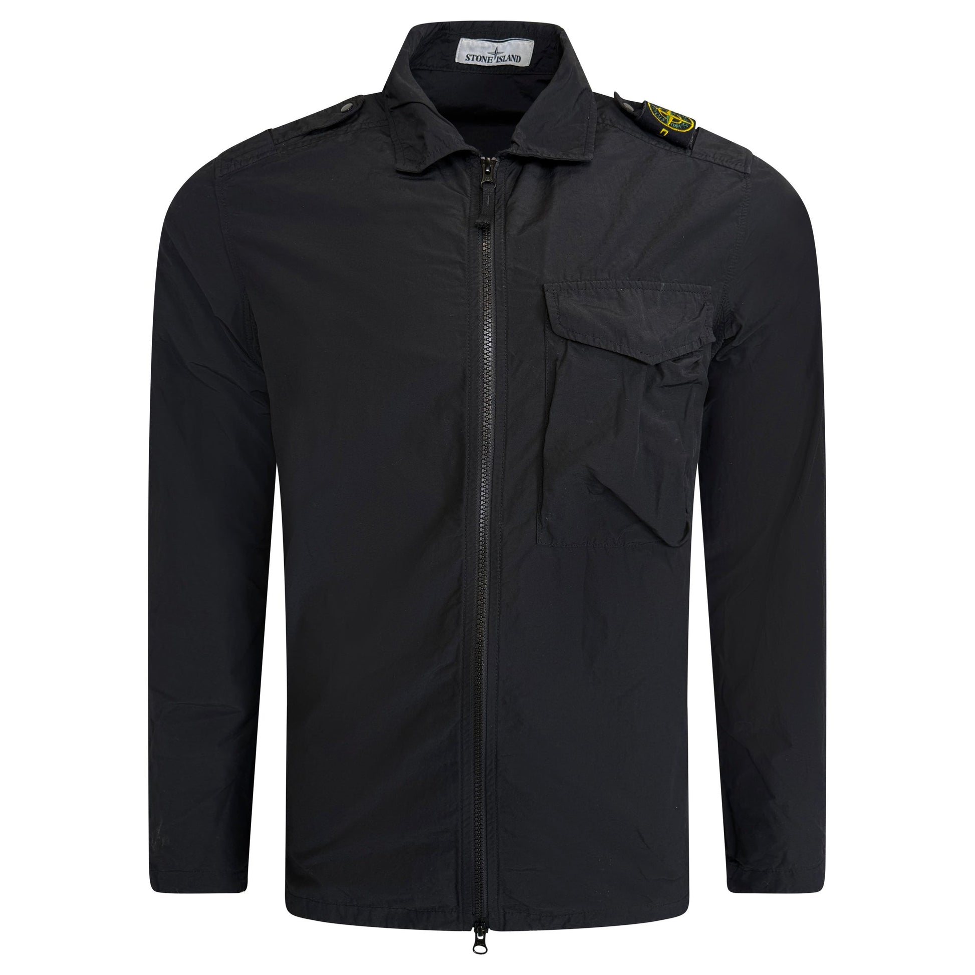STONE ISLAND BLACK NYLON OVERSHIRT - MEDIUM - Affluent ArchivesUsed HIGH END DESIGNER CLOTHING