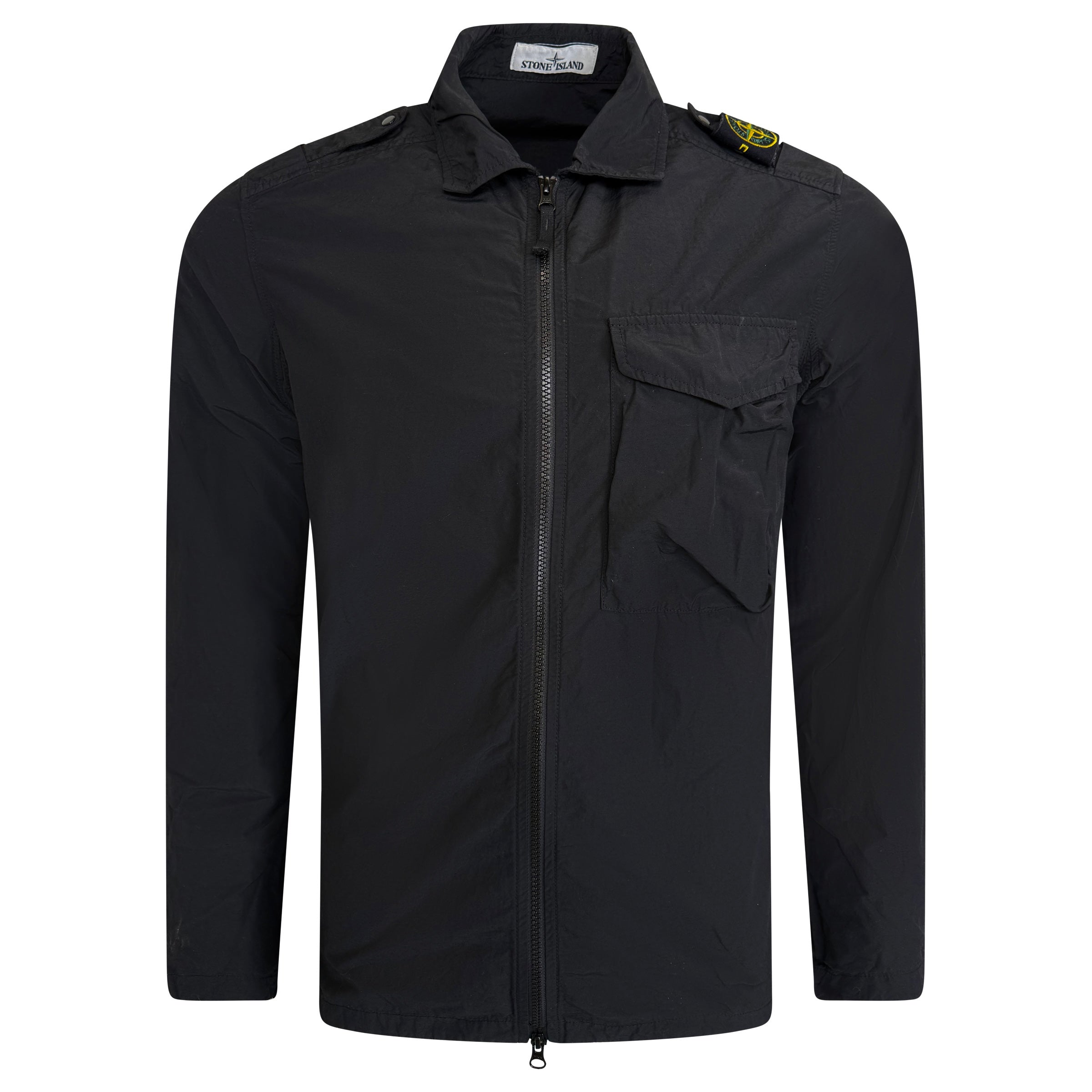 STONE ISLAND BLACK NYLON OVERSHIRT - MEDIUM - Affluent ArchivesUsed HIGH END DESIGNER CLOTHING