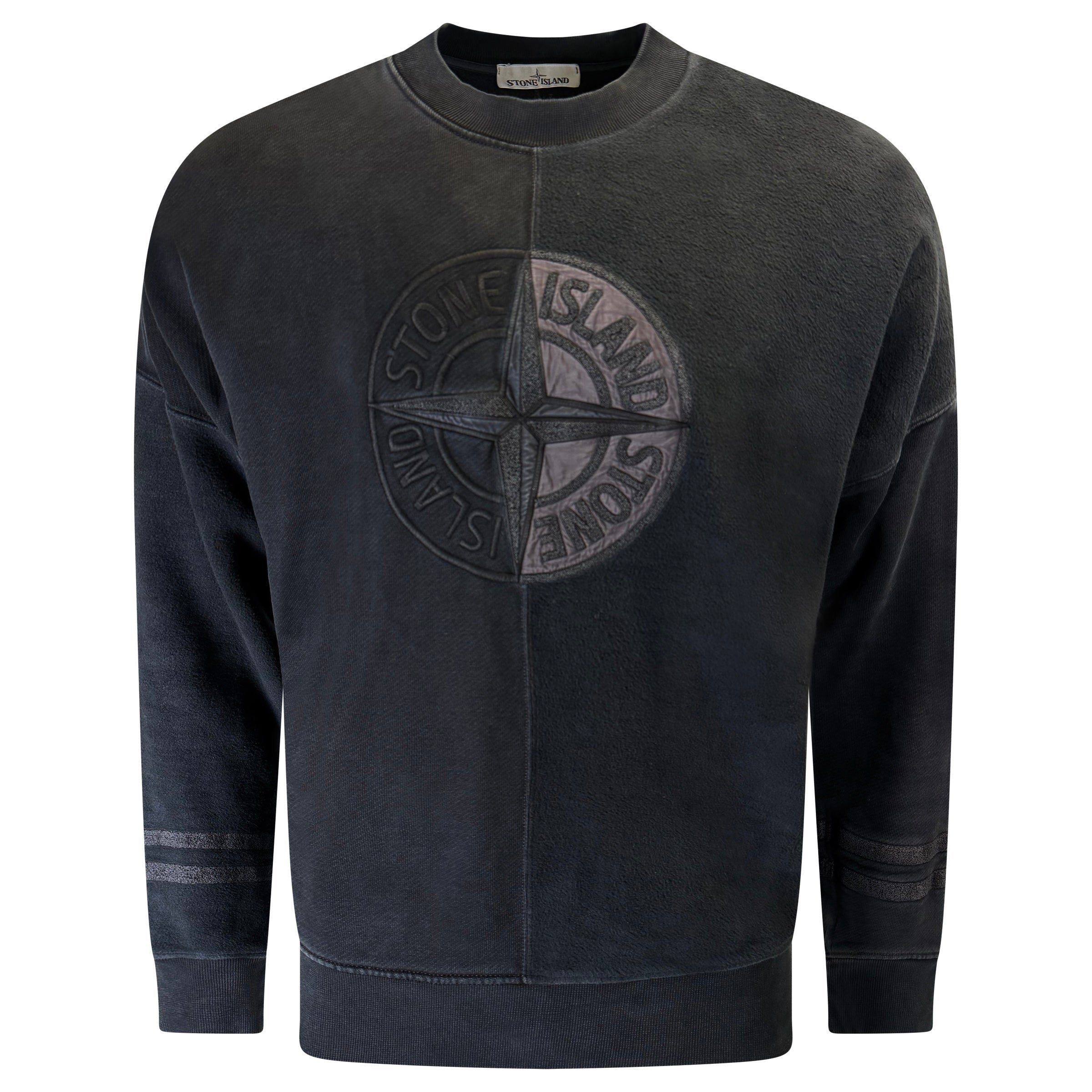STONE ISLAND CHARCOAL GREY HEAVY COTTON SWEATSHIRT - MEDIUM (Fits Large) - Affluent ArchivesUsed HIGH END DESIGNER CLOTHING